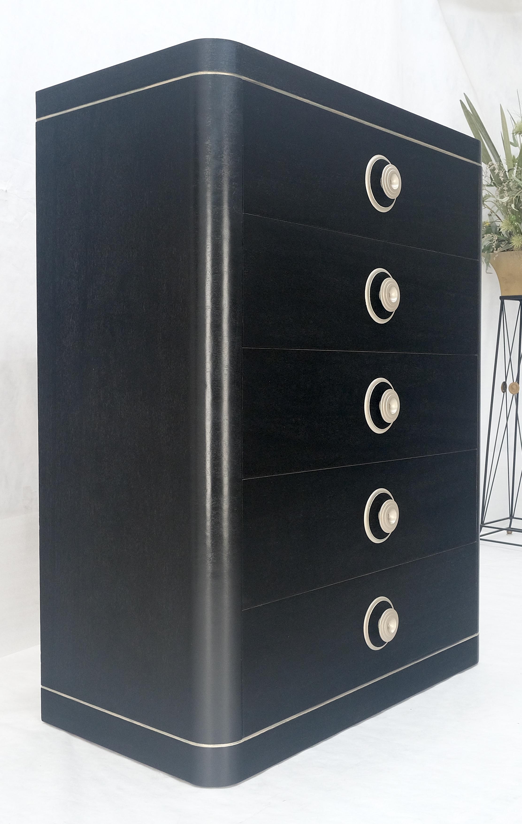 Cassettone a 5 cassetti in lacca nera e argento Art Deco MINT in vendita 5