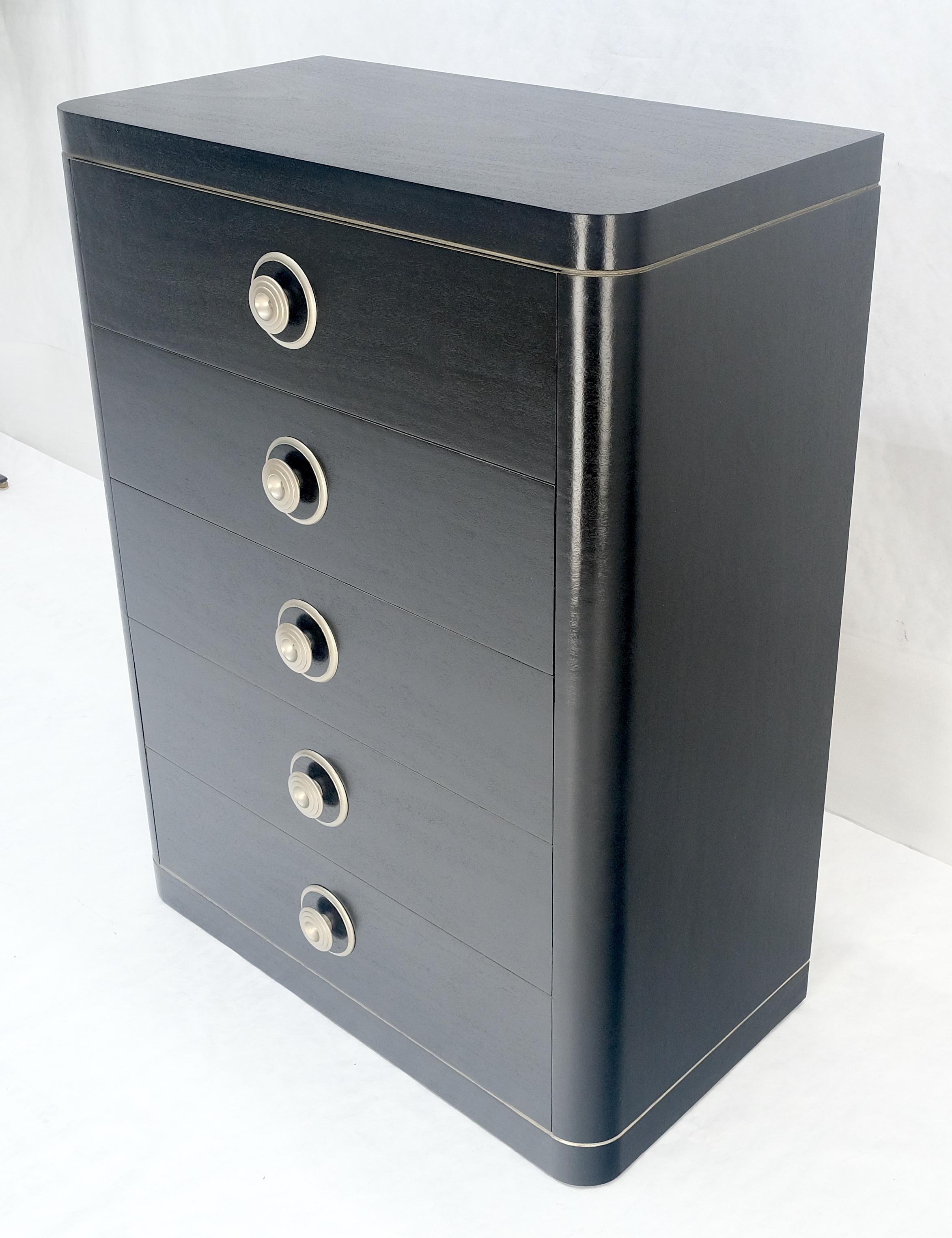 Cassettone a 5 cassetti in lacca nera e argento Art Deco MINT in vendita 7