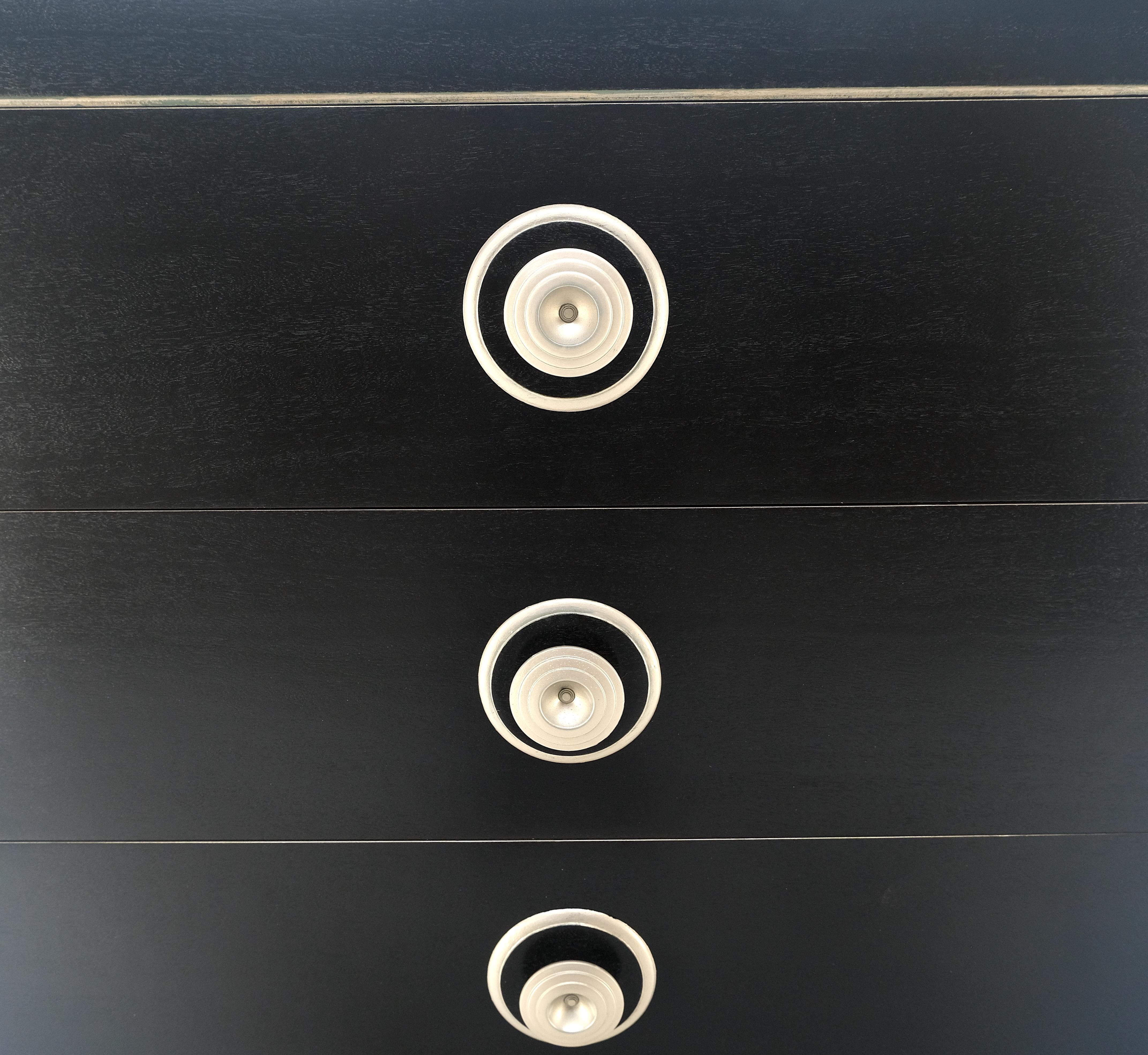 Cassettone a 5 cassetti in lacca nera e argento Art Deco MINT in vendita 8
