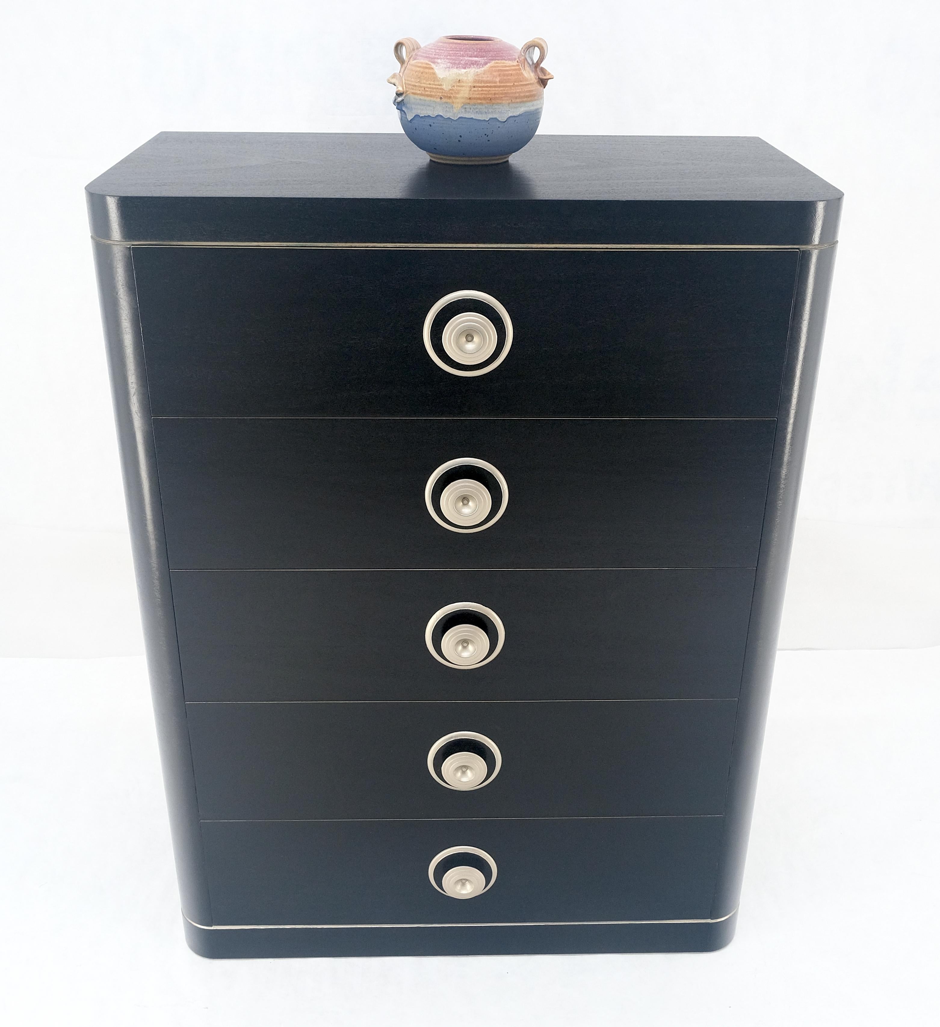 Cassettone a 5 cassetti in lacca nera e argento Art Deco MINT in vendita 10