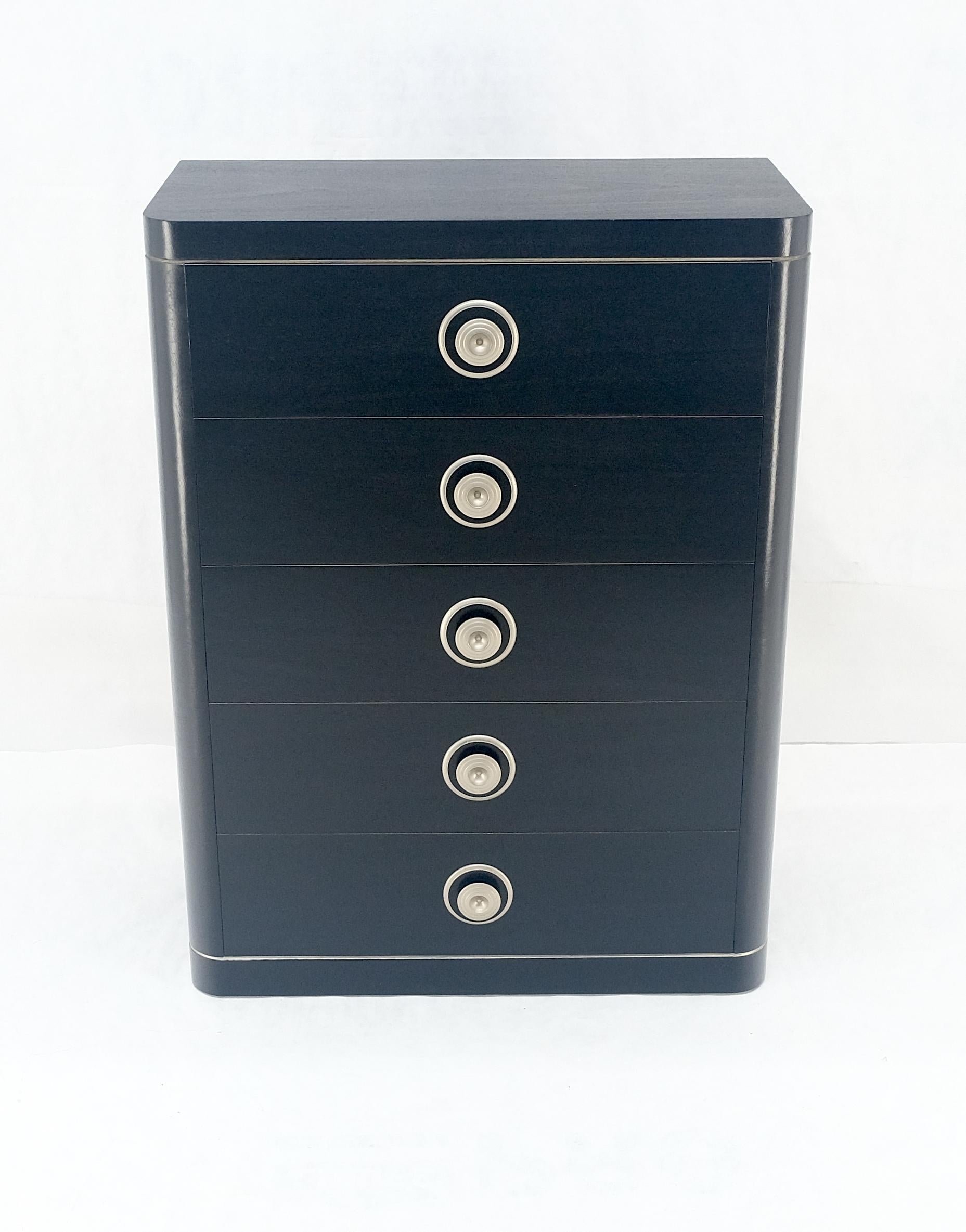 Cassettone a 5 cassetti in lacca nera e argento Art Deco MINT in vendita 11