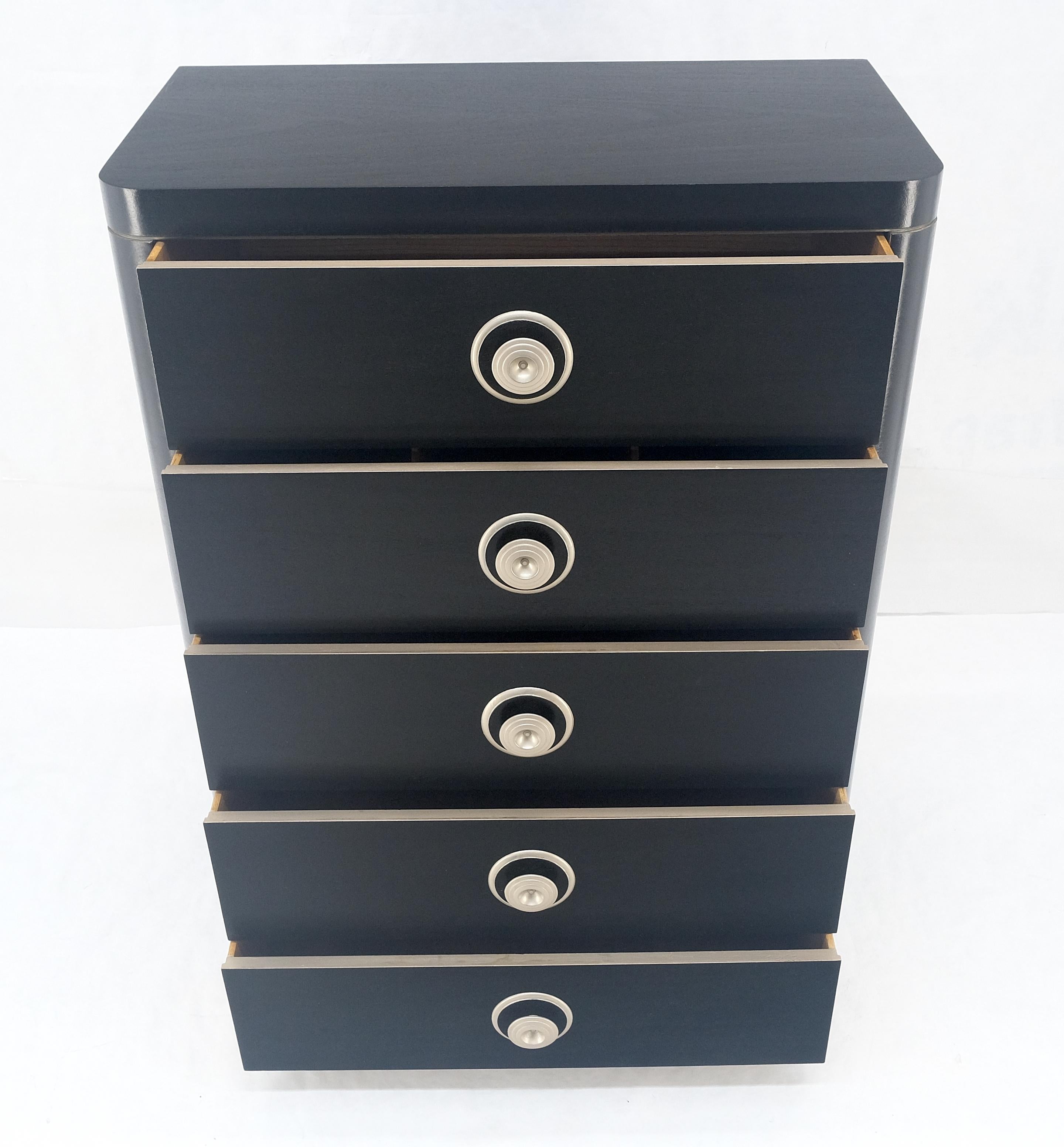 Cassettone a 5 cassetti in lacca nera e argento Art Deco MINT in vendita 1