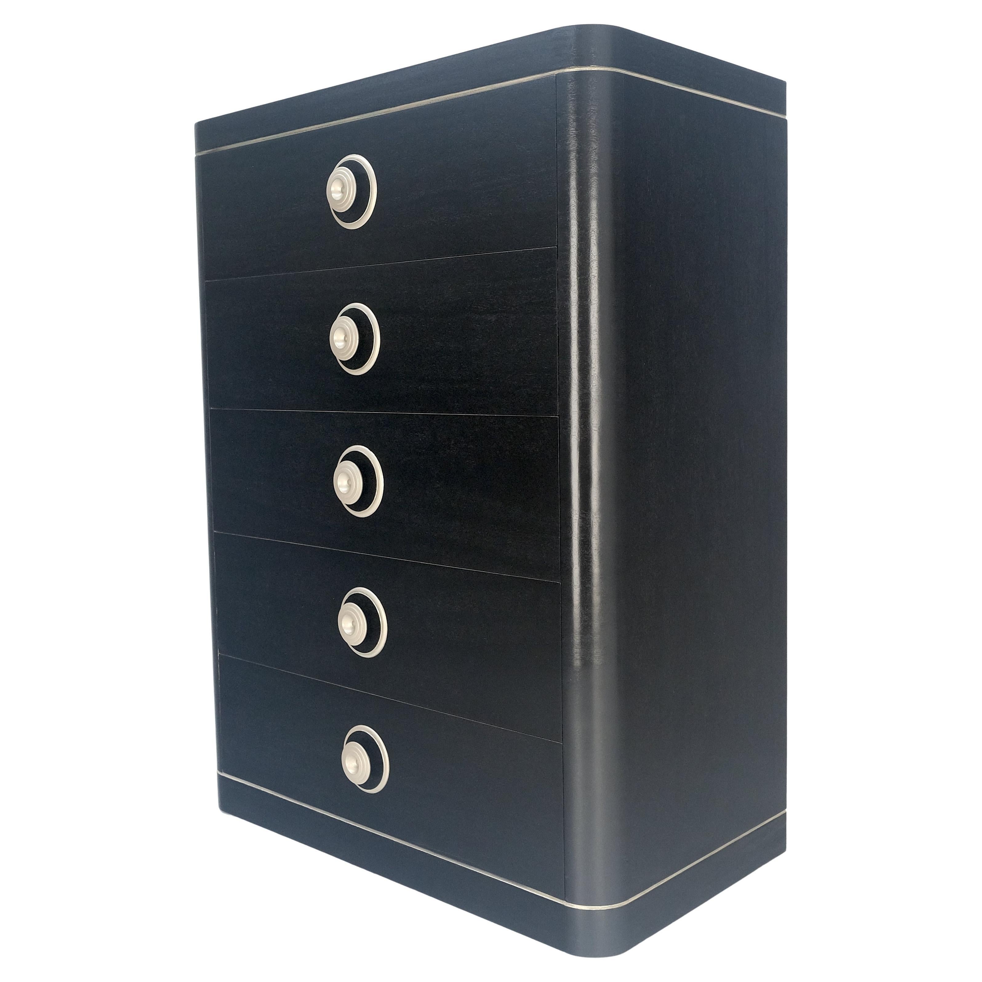 Cassettone a 5 cassetti in lacca nera e argento Art Deco MINT in vendita
