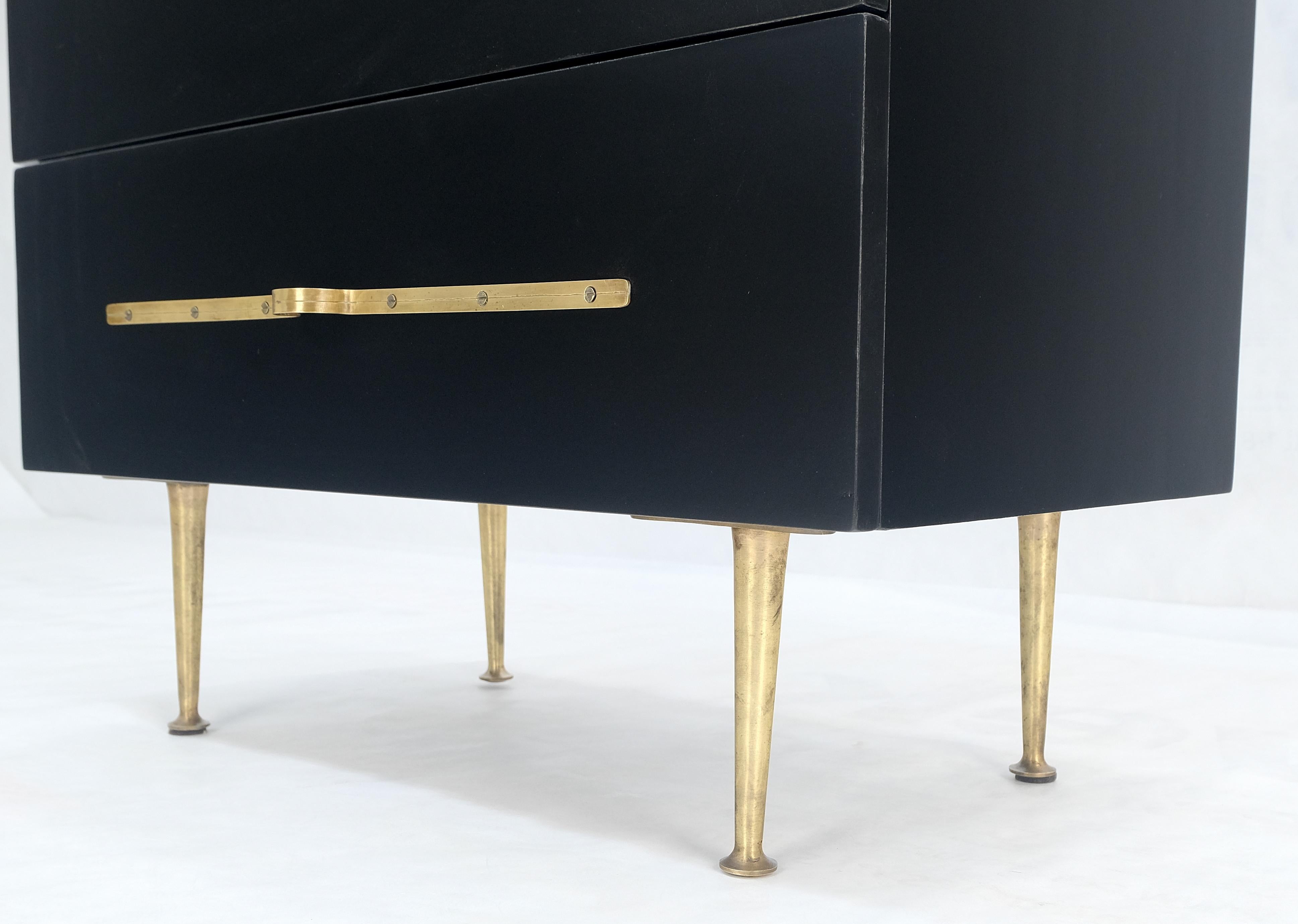 Lacquered Black Lacquer Solid Brass Decorative Hardware 3 Drawers Bachelor Chest Dresser  For Sale