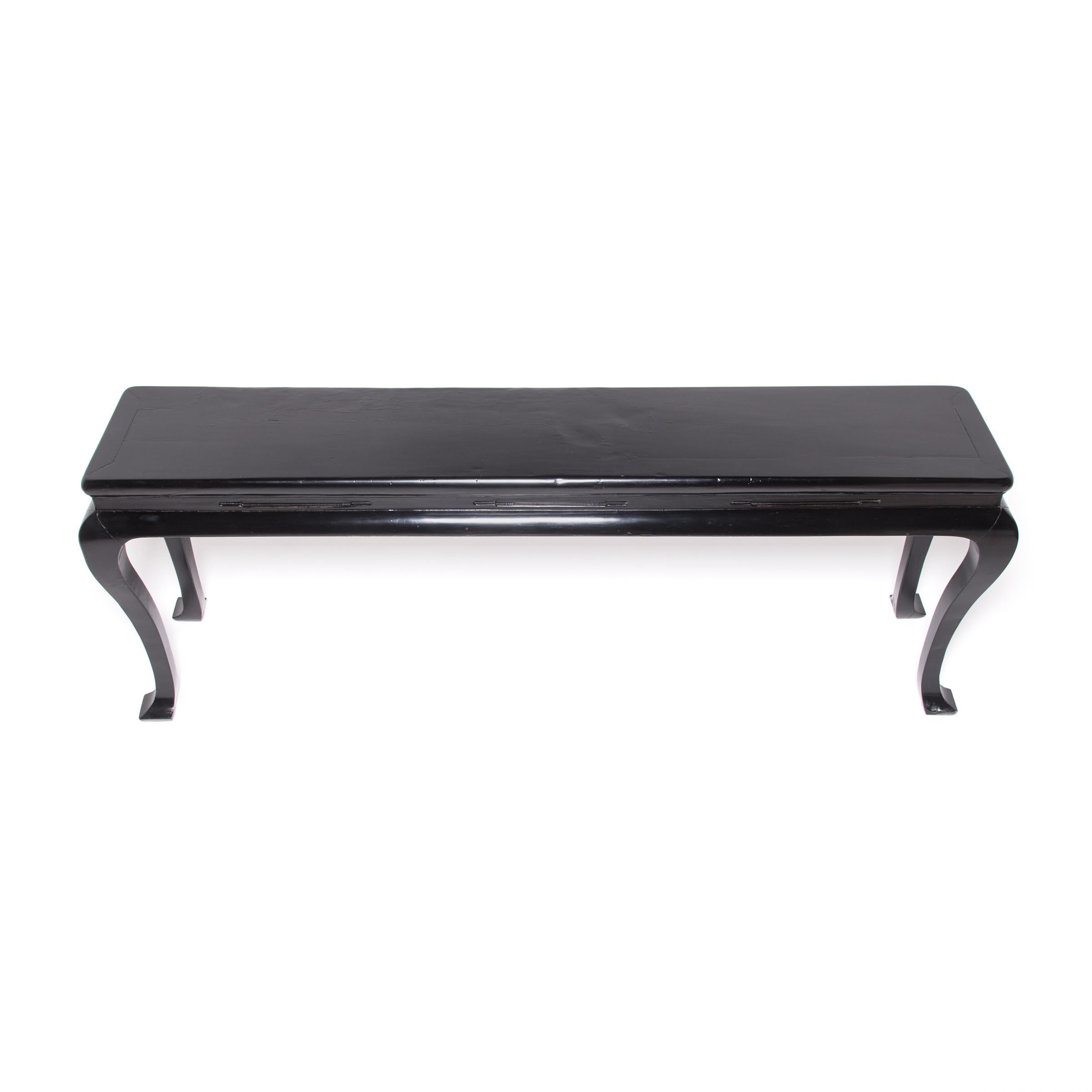 Lacquered Black Lacquer Splayed Foot Scholars' Table, c. 1900 For Sale