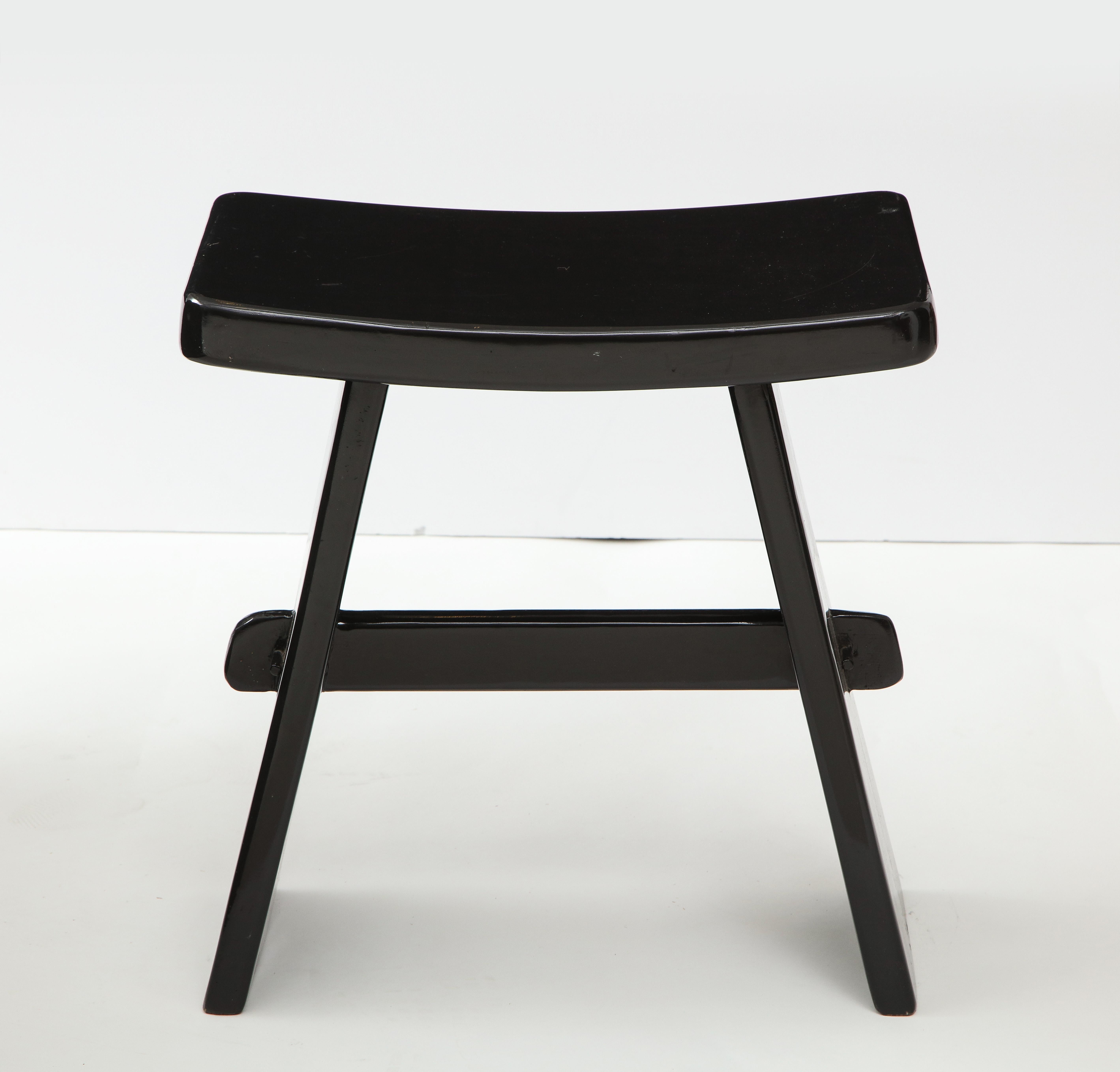 Black Lacquer Stool, in the Style of Maison Jansen, France, 1970s In Good Condition In New York, NY