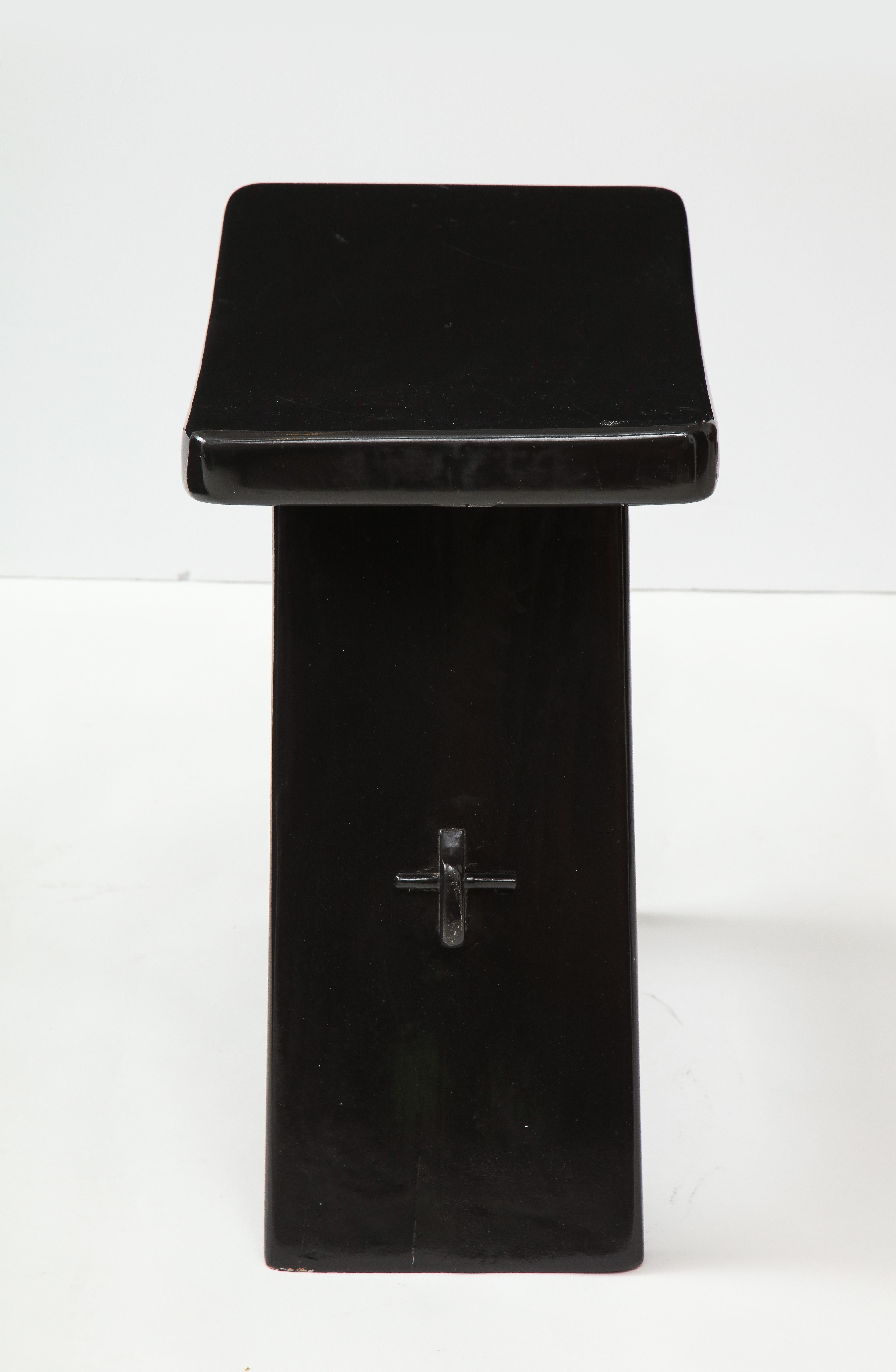 Late 20th Century Black Lacquer Stool, in the Style of Maison Jansen, France, 1970s