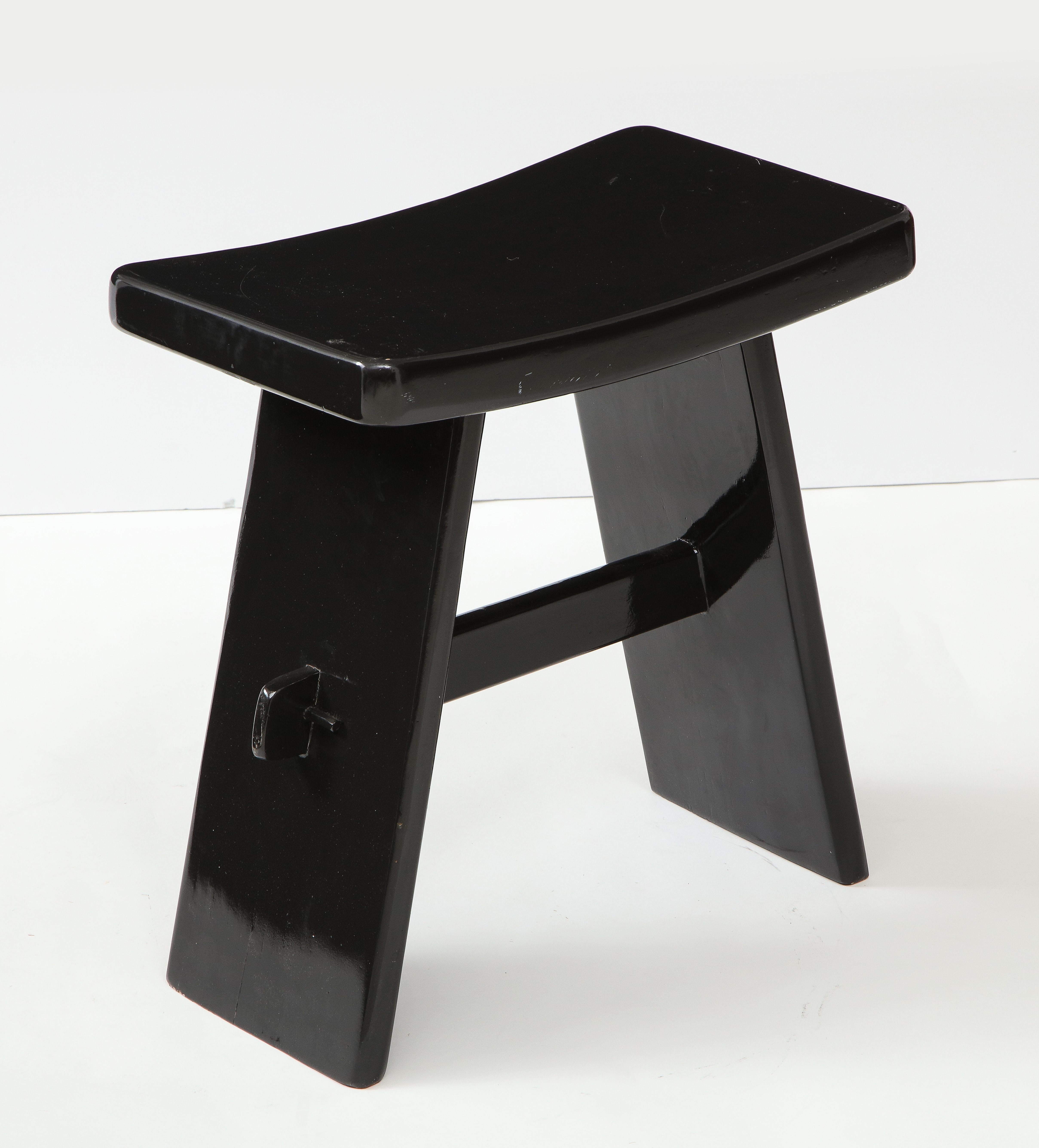 Black Lacquer Stool, in the Style of Maison Jansen, France, 1970s 1