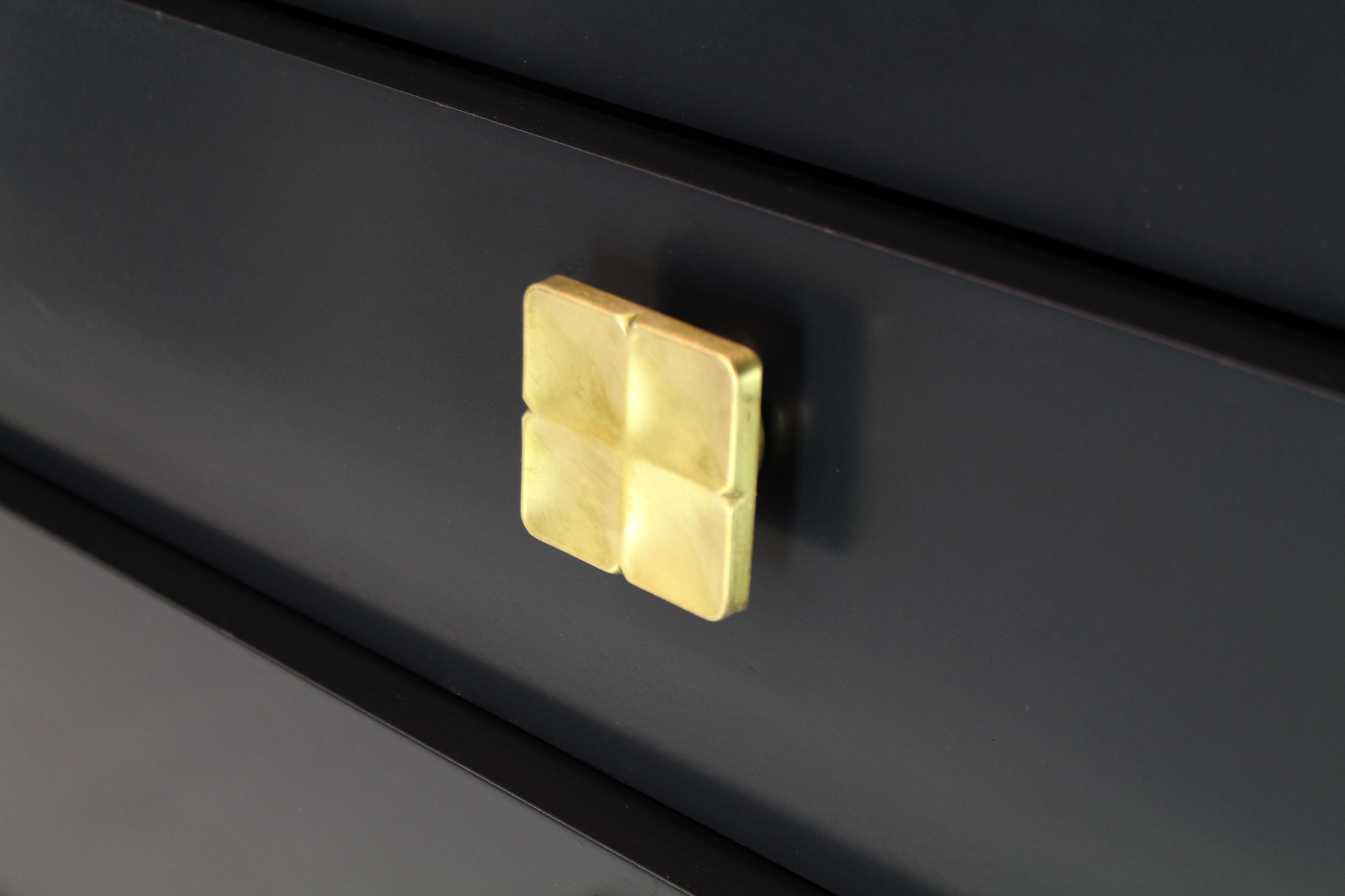 Black Lacquer Tall Decorative Brass Hardware Pulls High Chest Dresser 3