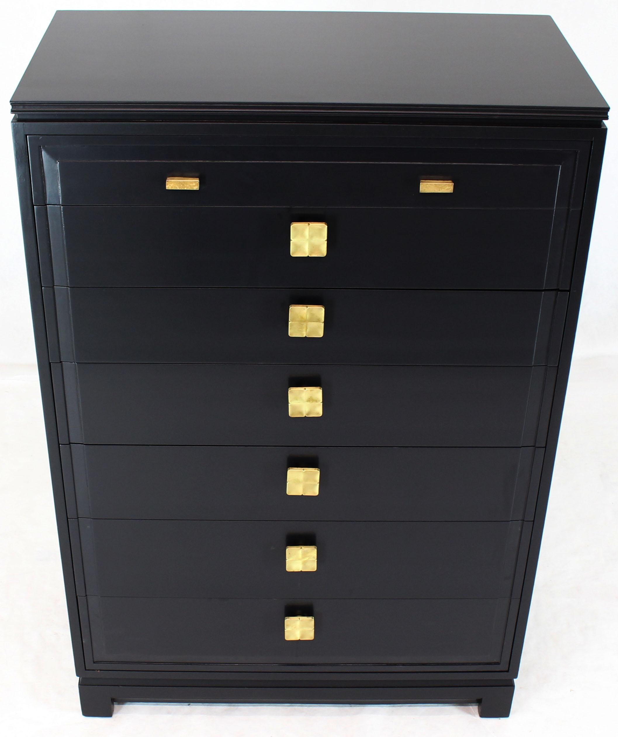 Black Lacquer Tall Decorative Brass Hardware Pulls High Chest Dresser 5