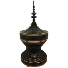 Black Lacquer Temple Offering Bowl