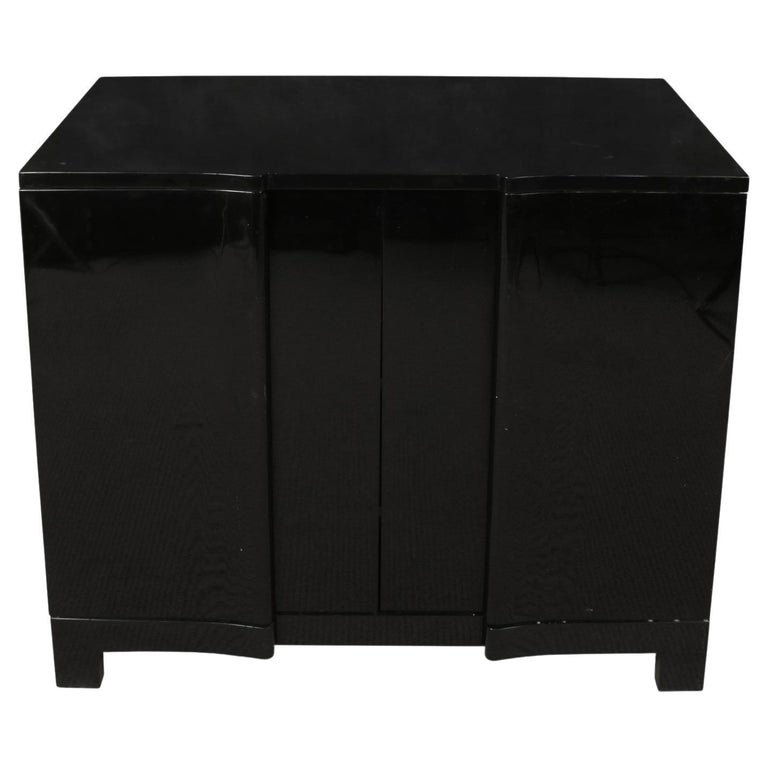 Swedish Black Lacquer Three Door Cabinet Attributed to Oscar Nilsson Swedish Black Lacquer Three Door Cabinet Attributed to Oscar Nilsson