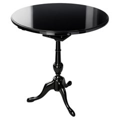 Black Lacquer Tripod Pedestal Table, Georgian Regency Style, 20th Century