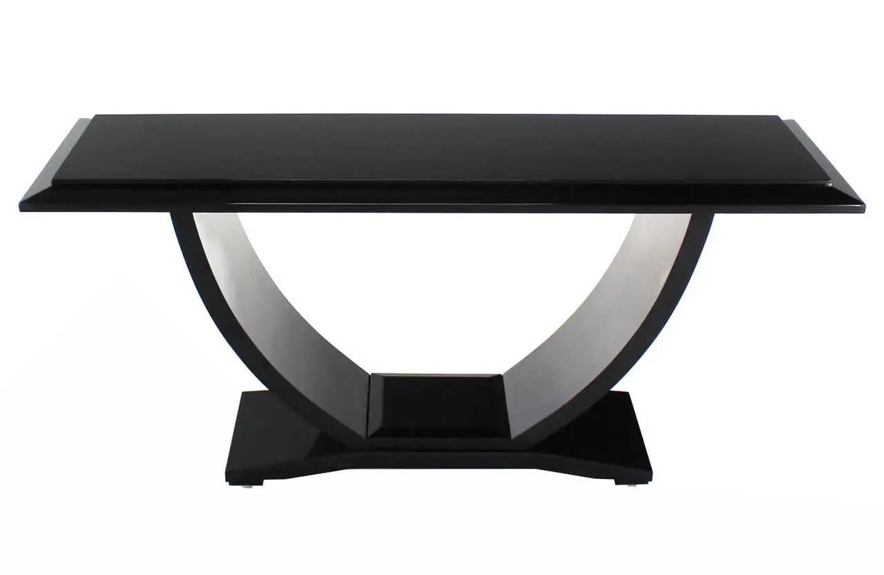 Thick hard high gloss black lacquer console sofa table by Drexel MINT!.