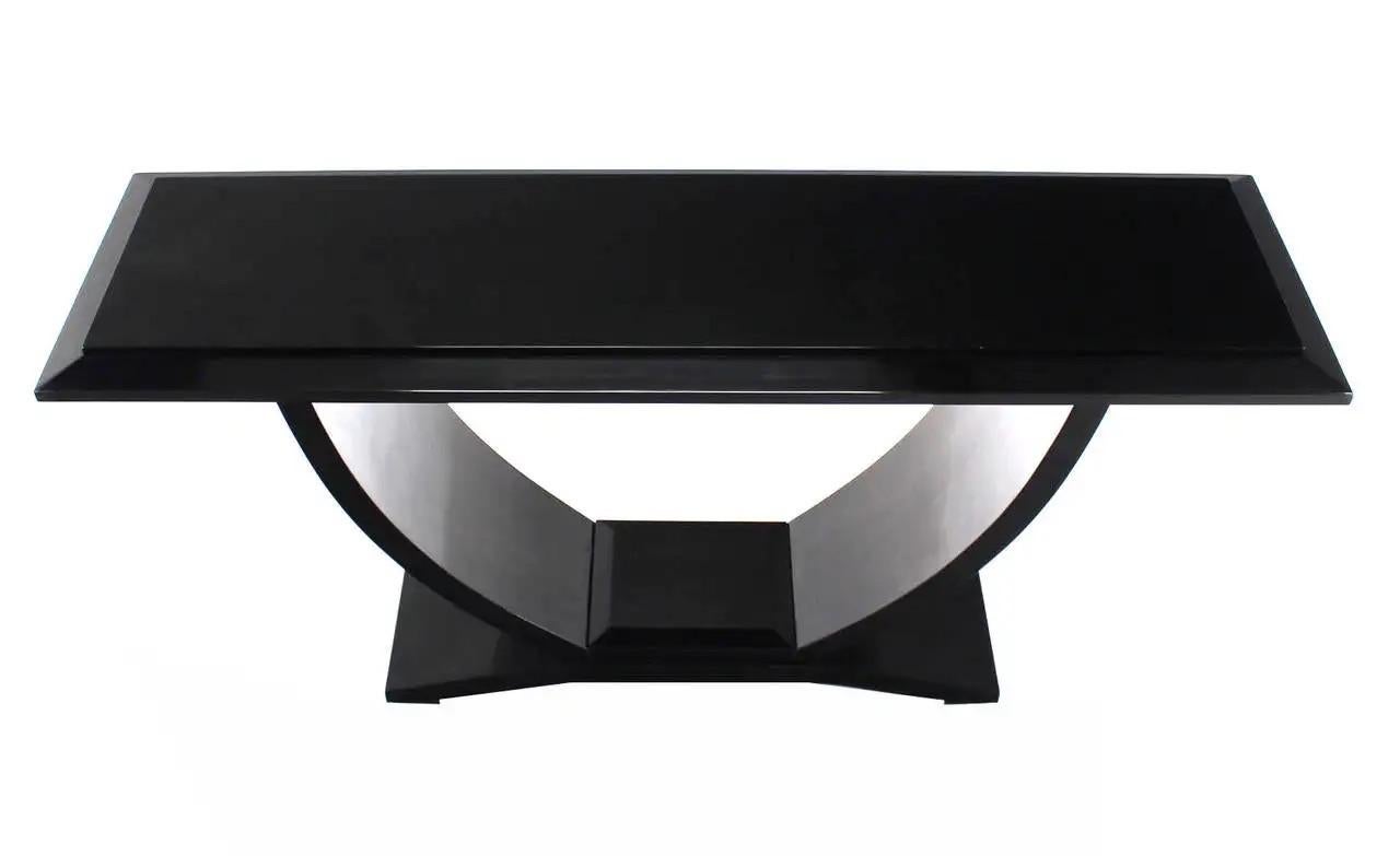 American Black Lacquer U-Shape Arched Base Console Table by Drexel For Sale