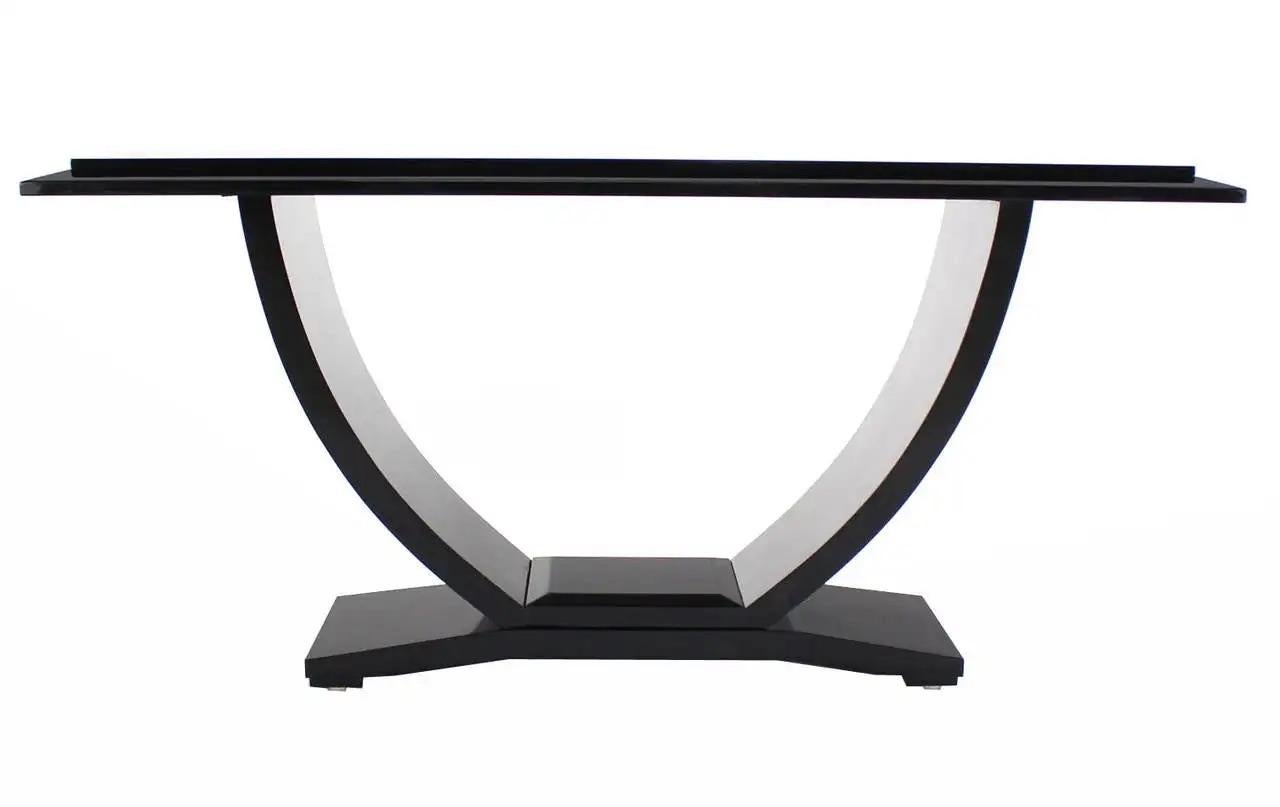 Ebonized Black Lacquer U-Shape Arched Base Console Table by Drexel For Sale