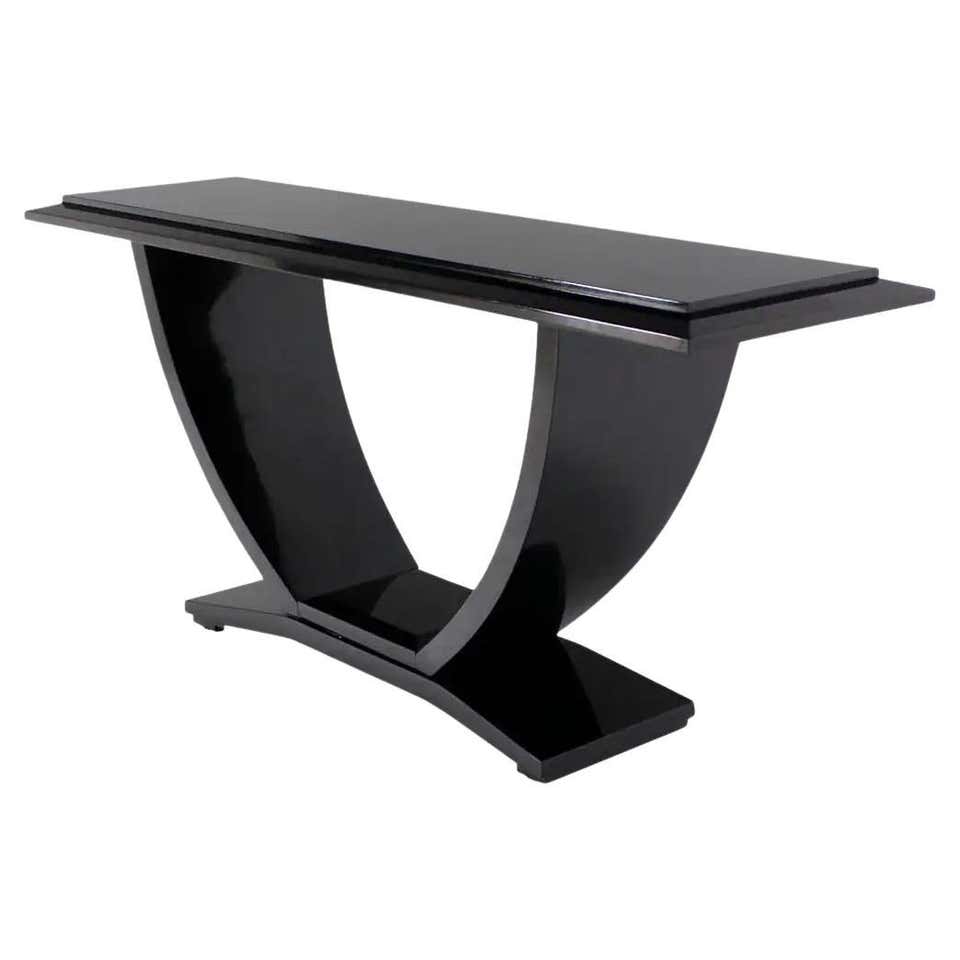 Console Lacquer Fine Black Lacquer Console Table with Four Drawers at 1stDibs