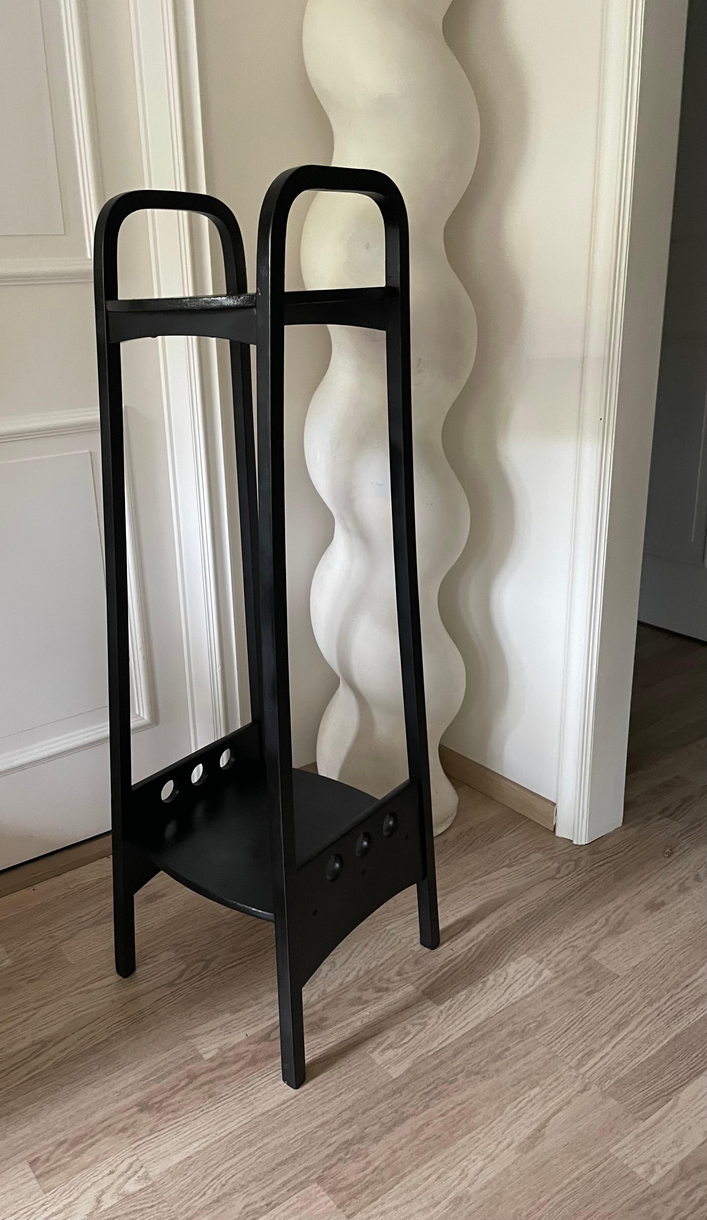 Beech Black Lacquer Vienna Secession Pedestal by Hoffmann for Thonet , Germany 1905 For Sale