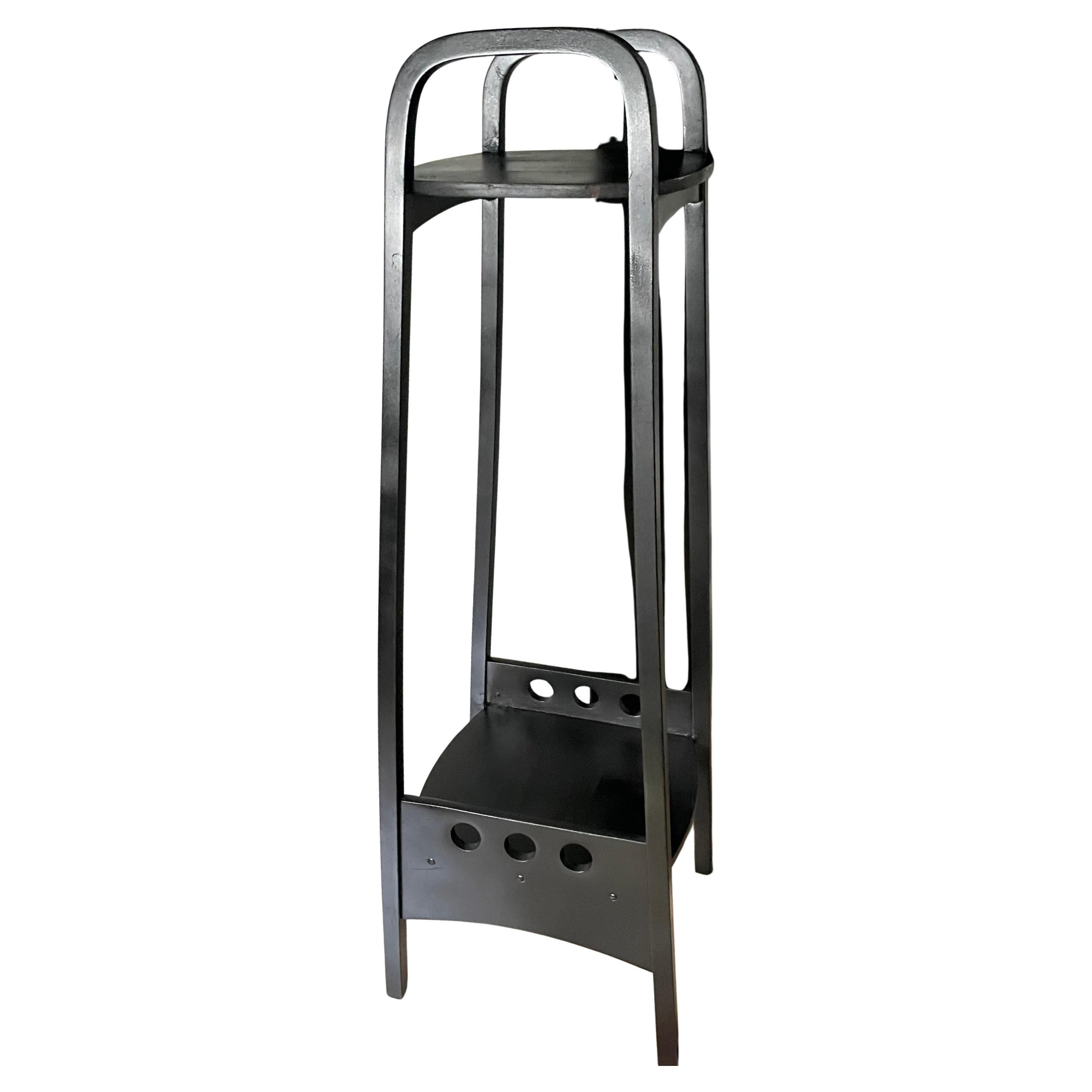 Black Lacquer Vienna Secession Pedestal by Hoffmann for Thonet , Germany 1905 For Sale