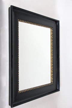 Black Lacquer Wall Mirror with Gilt Bars, Austria, circa 1900