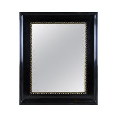 Black Lacquer Wall Mirror with Gilt Bars, Austria, circa 1900