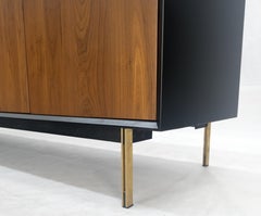 Laca Negra Nogal Latón Patas 77" Mid Century Modern Long Vintage Credenza