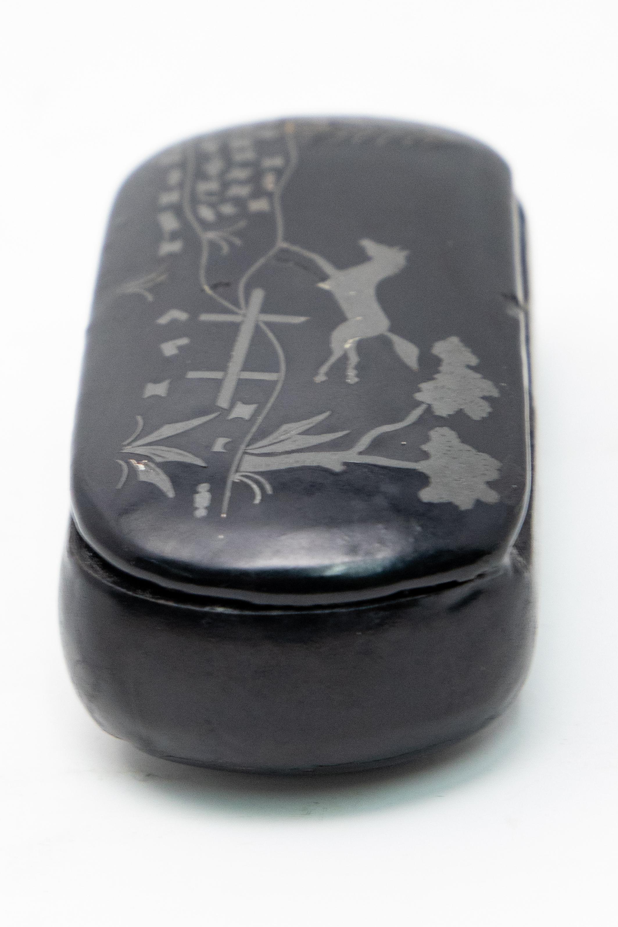 20th Century Black Lacquer with Horse Jumping Scene in Enamel For Sale