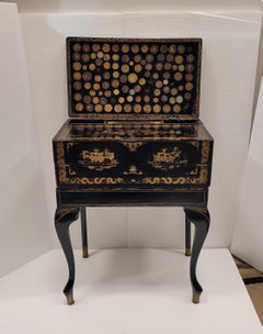 black lacquer wood chinoiserie travel Desk George III