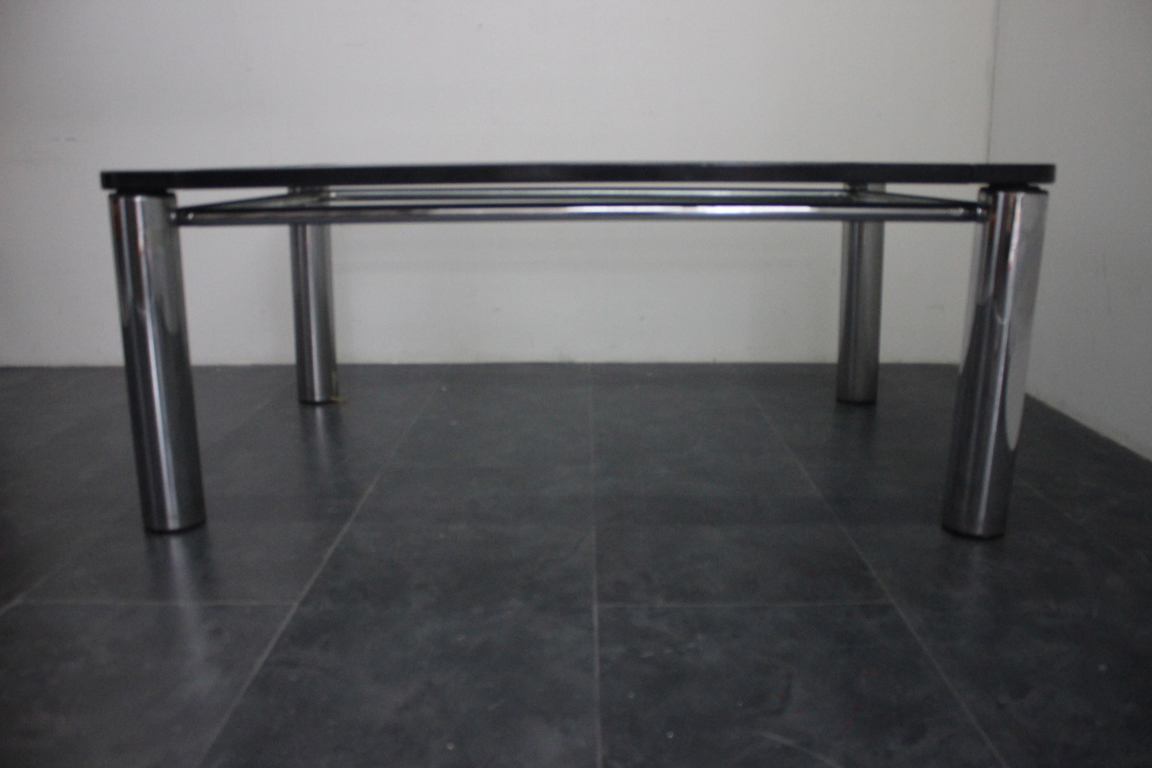 Black Lacquer Wood, Steel, and Glass Dining Table by Marco Zanuso for Zanotta In Good Condition For Sale In Montelabbate, PU