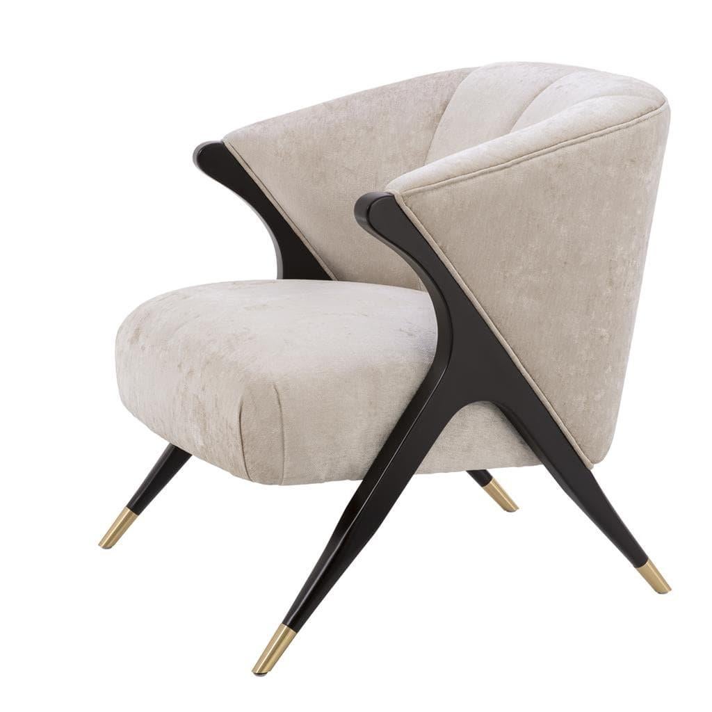 Europeo Poltrona lounge in legno e velluto laccato nero