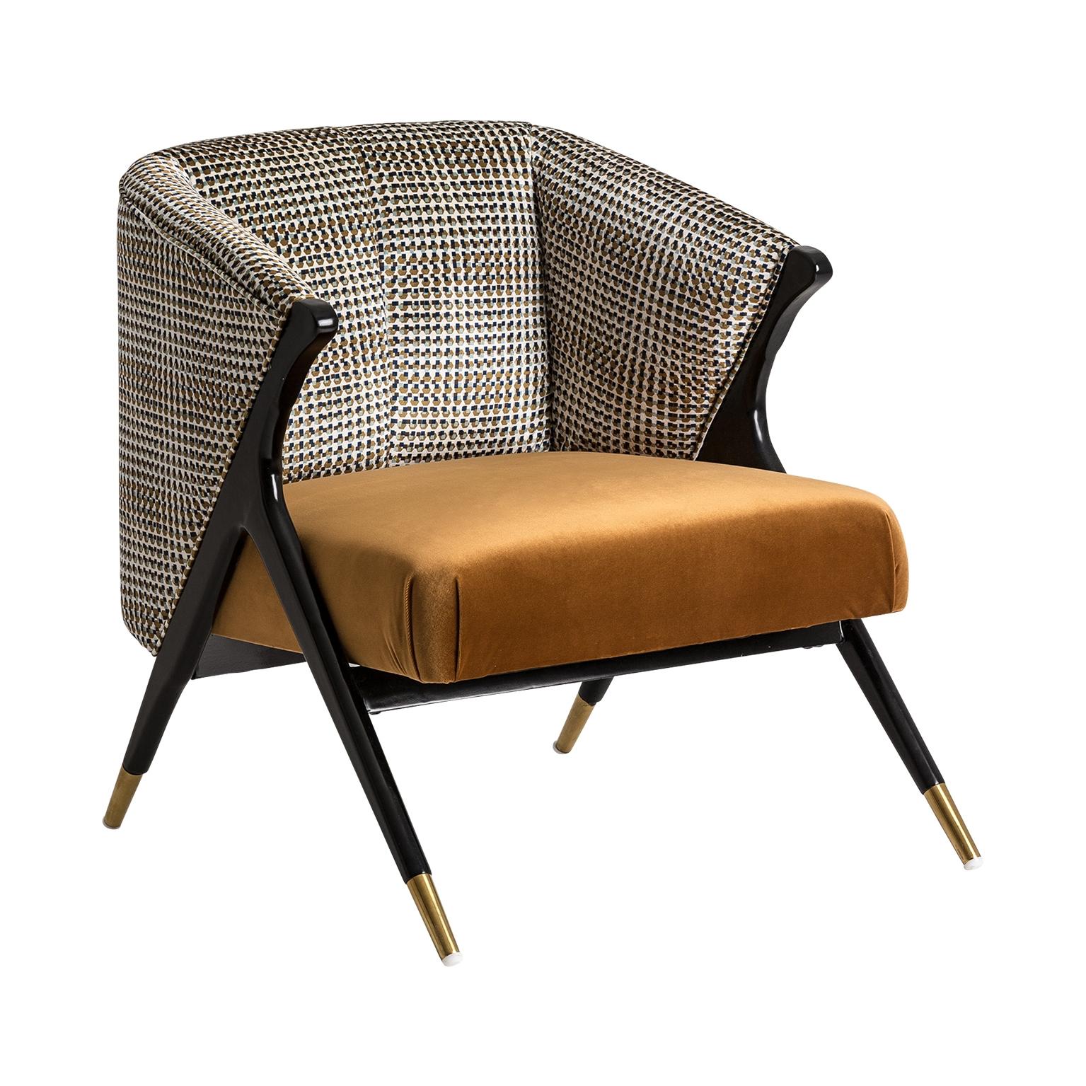 Schwarz lackierter Lounge-Sessel aus Holz und Samt im Zustand „Neu“ im Angebot in Tourcoing, FR