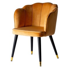 Black Lacquer Wooden and Velvet Shell Chair