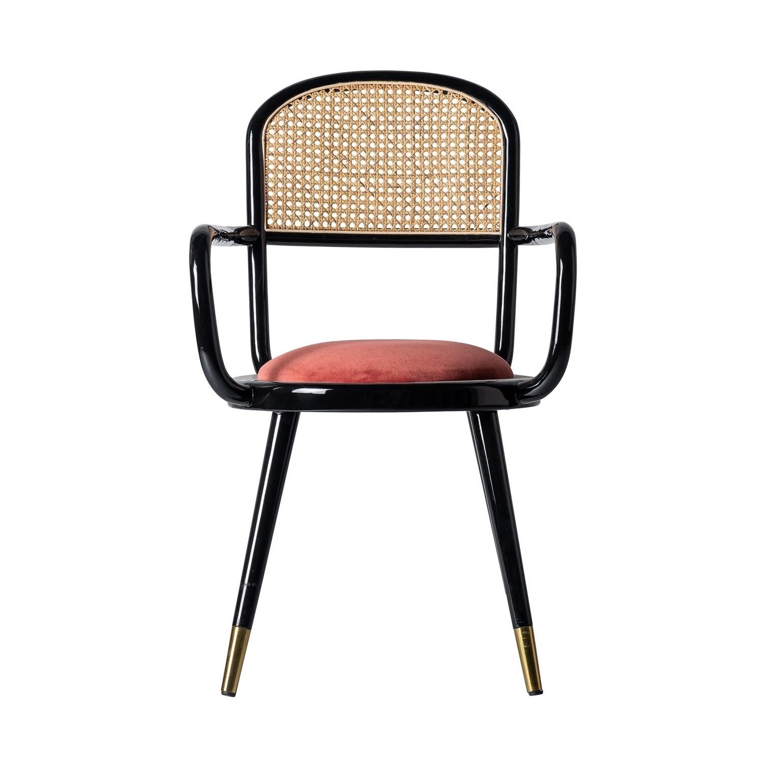 Black Lacquer Wooden and Woven Cane Chair at 1stDibs cane wood chair