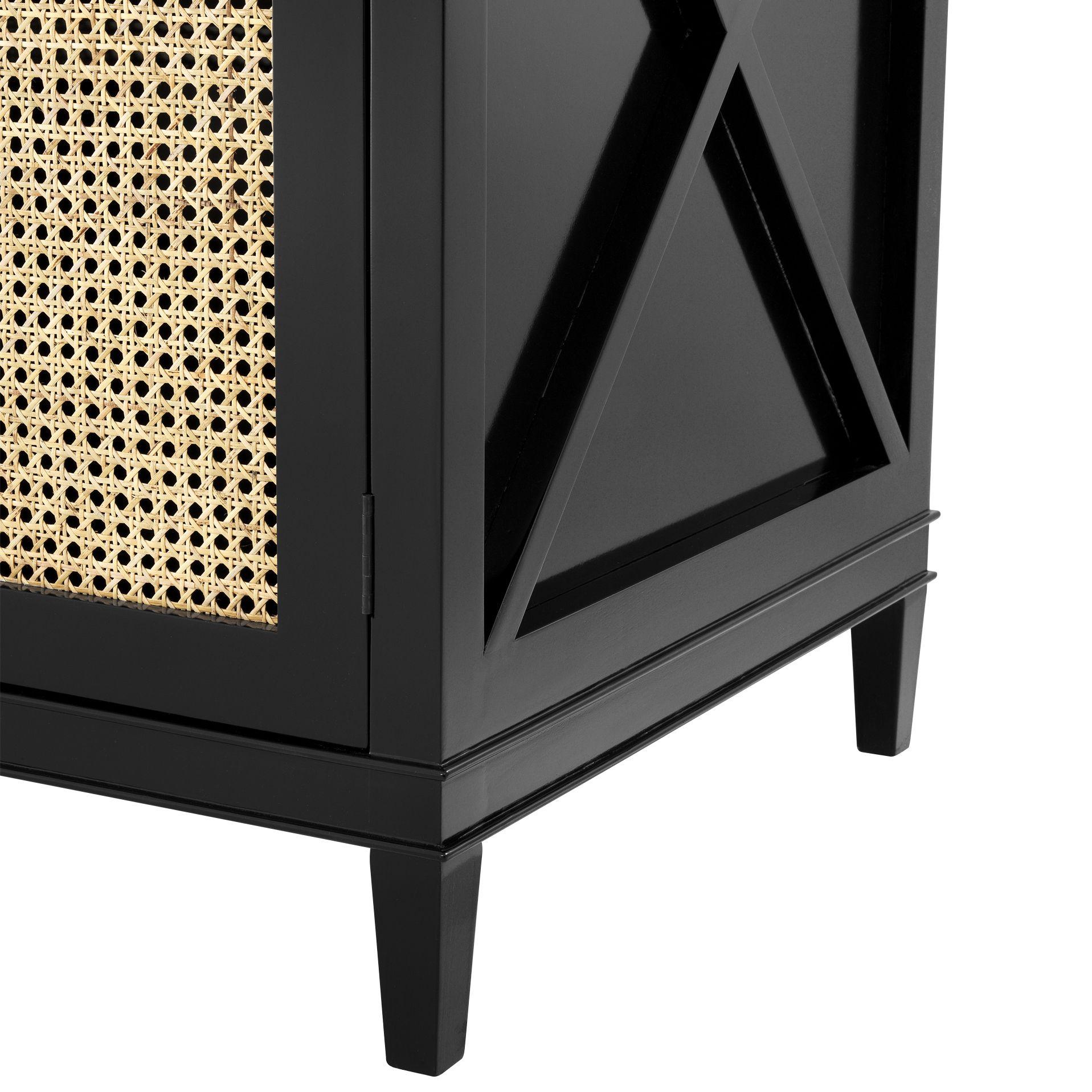 Black Lacquer Wooden and Woven Cane Sideboard For Sale at 1stDibs ...