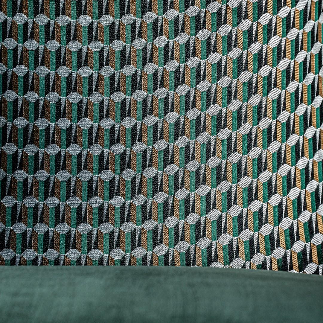 Sessel aus schwarzem Lackholz mit grünem und grafischem Samt im Zustand „Neu“ im Angebot in Tourcoing, FR