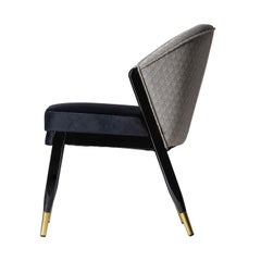 Black Lacquer Wooden With Velvet And Fabric Chair