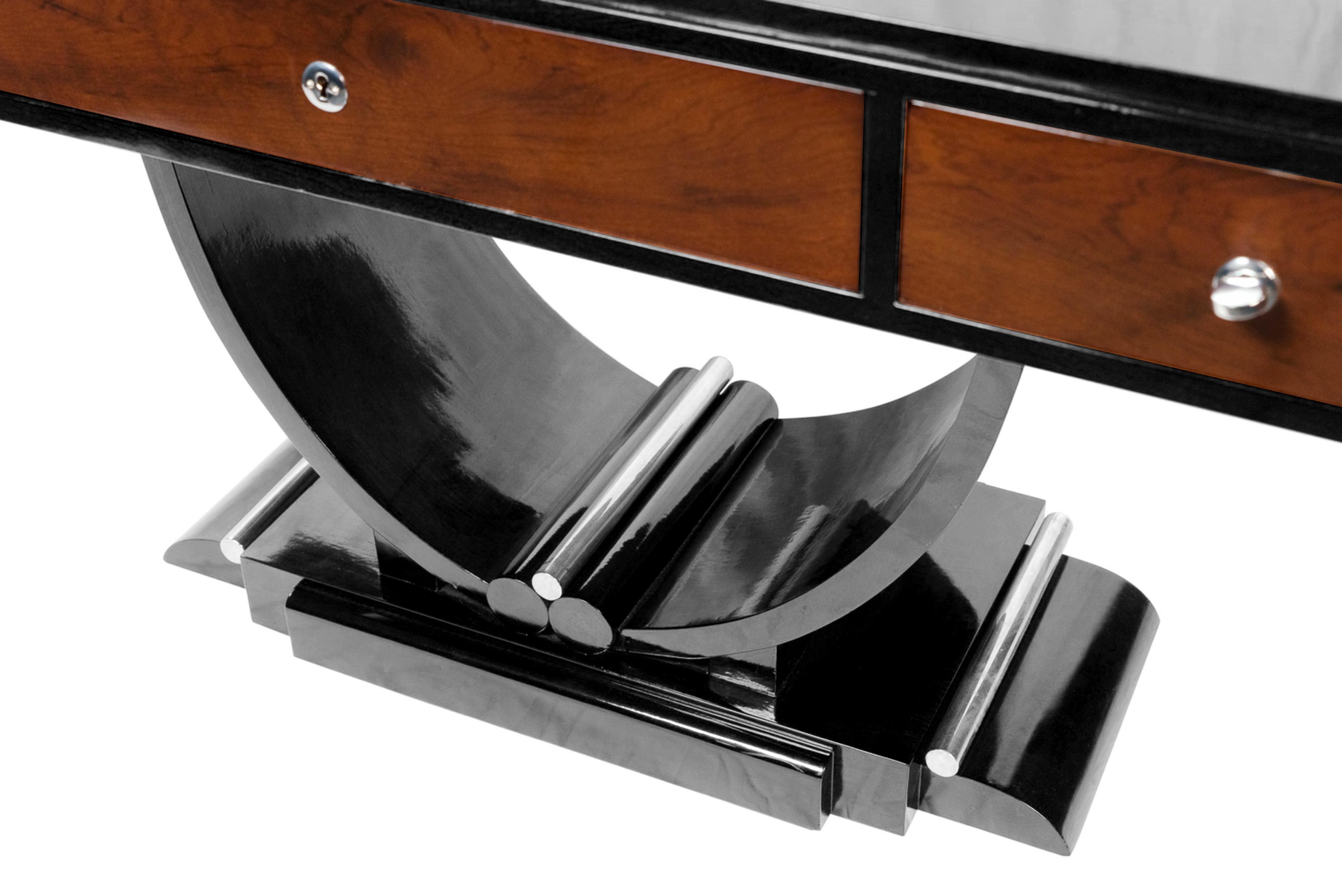 French Black Lacquer Writing Desk Art Deco, 20th Century For Sale