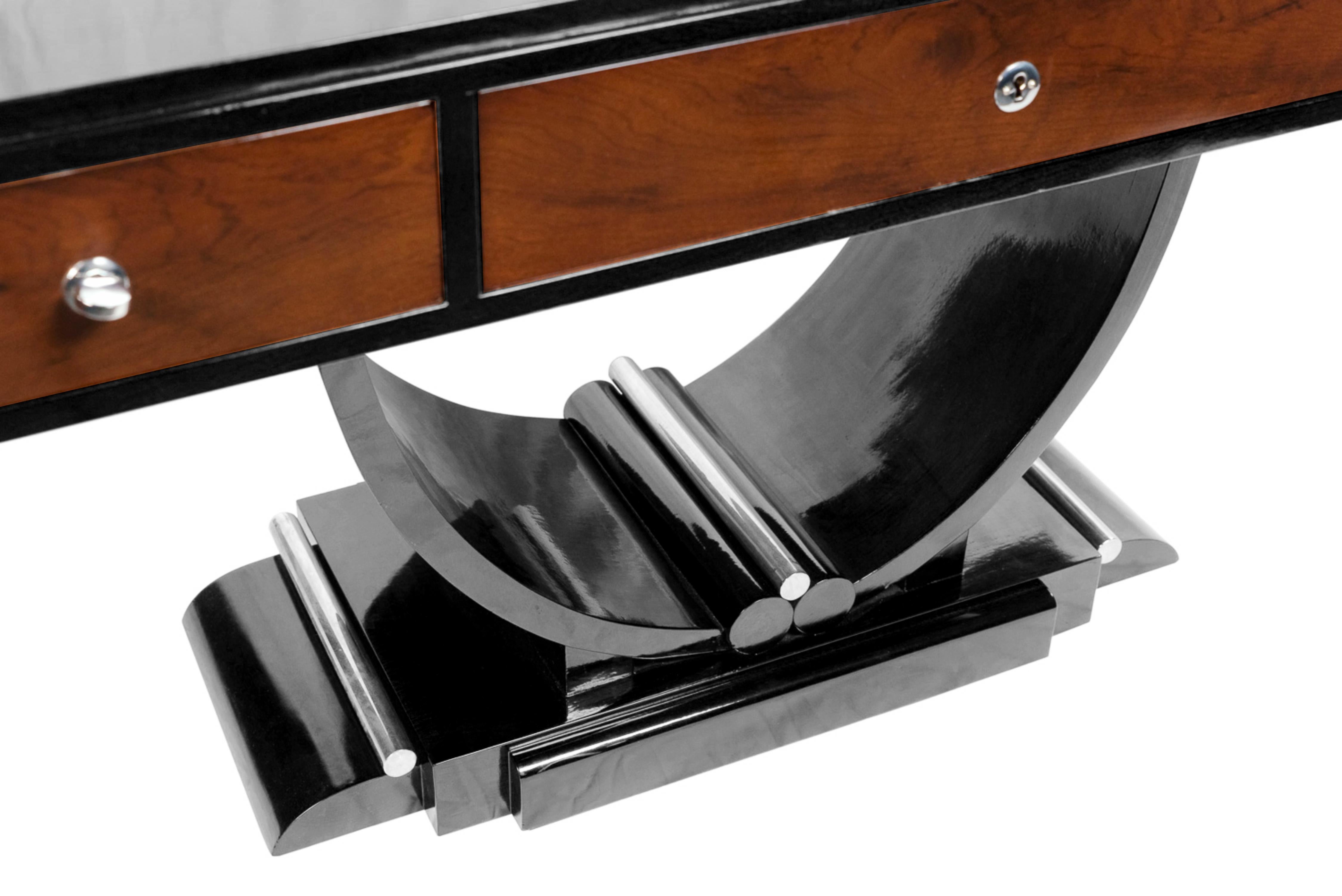 Metal Black Lacquer Writing Desk Art Deco, 20th Century For Sale