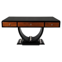 Black Lacquer Writing Desk Art Deco, 20th Century
