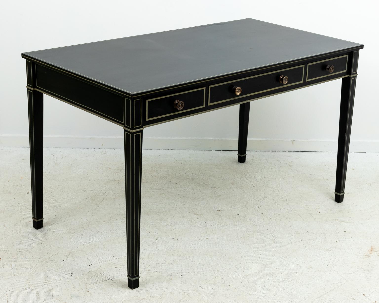 Black Lacquer Writing Desk In Good Condition In Stamford, CT