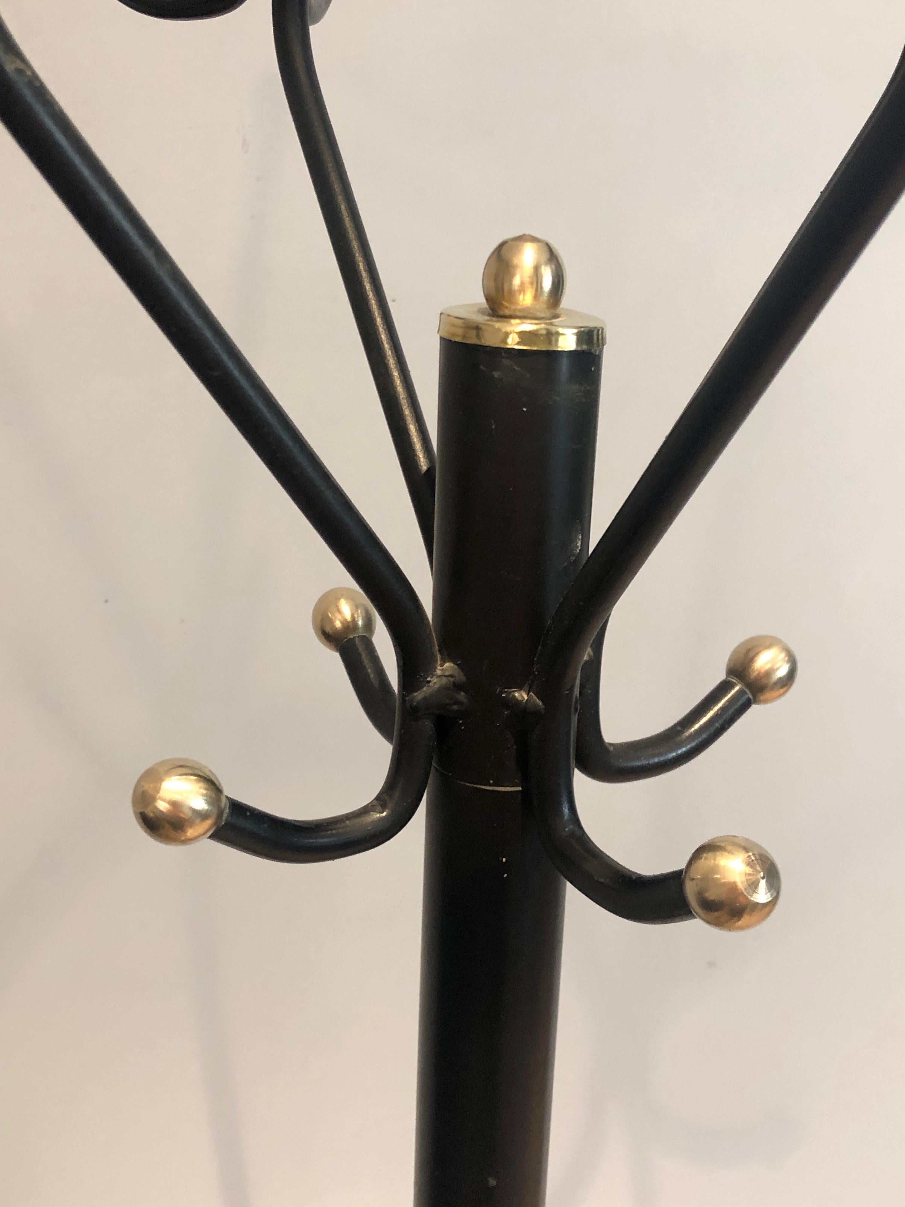 Black Lacquered and Brass Coat Hanger, French, Circa 1950 For Sale 6