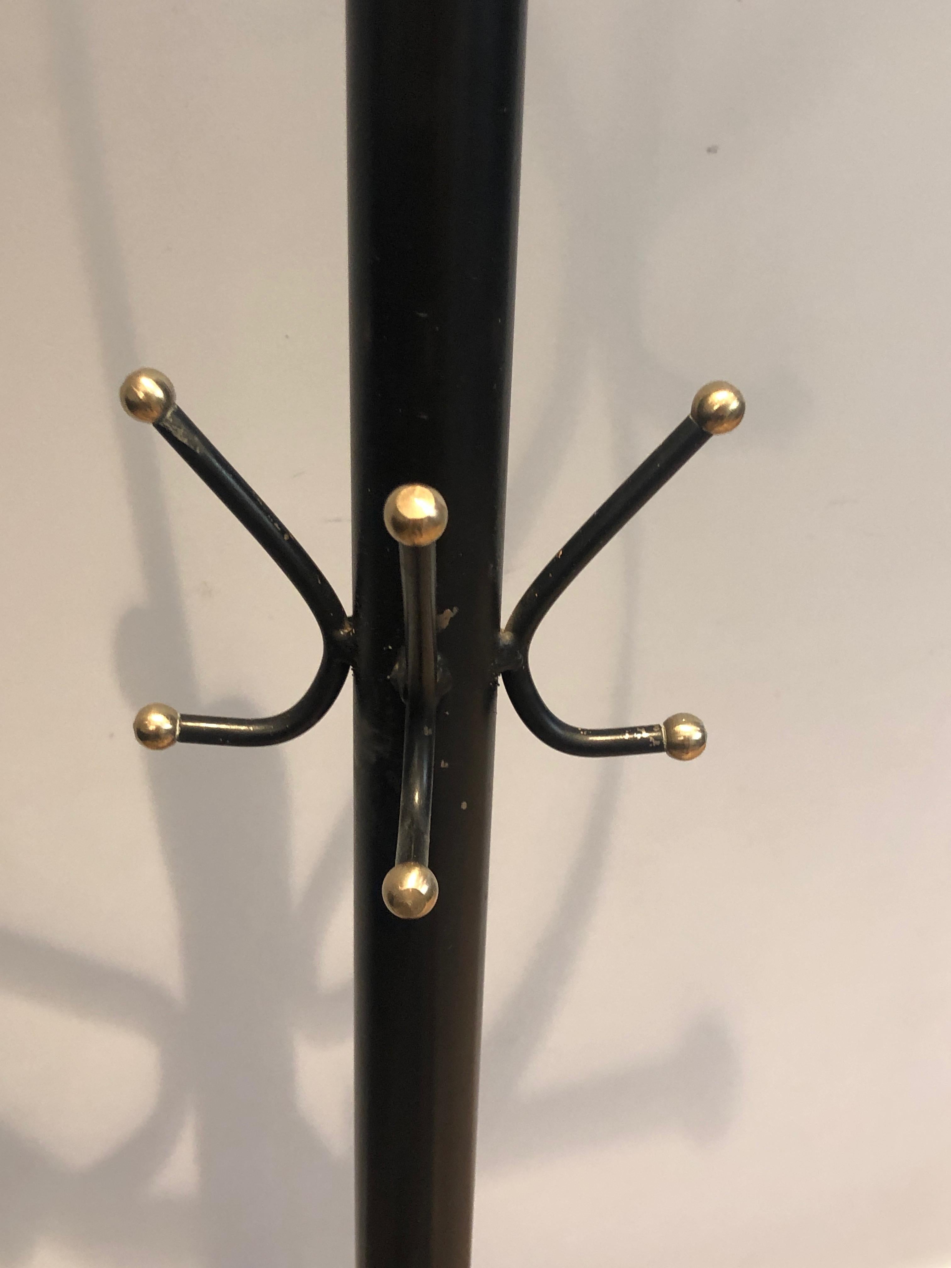 Black Lacquered and Brass Coat Hanger, French, Circa 1950 For Sale 7