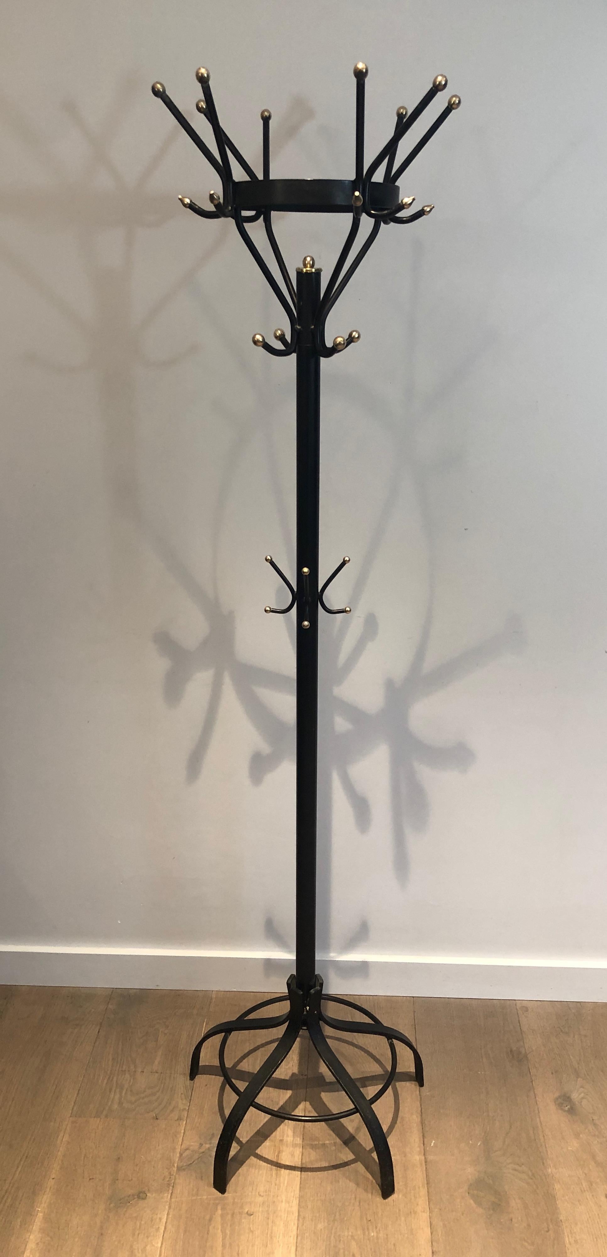 Black Lacquered and Brass Coat Hanger, French, Circa 1950 For Sale 10
