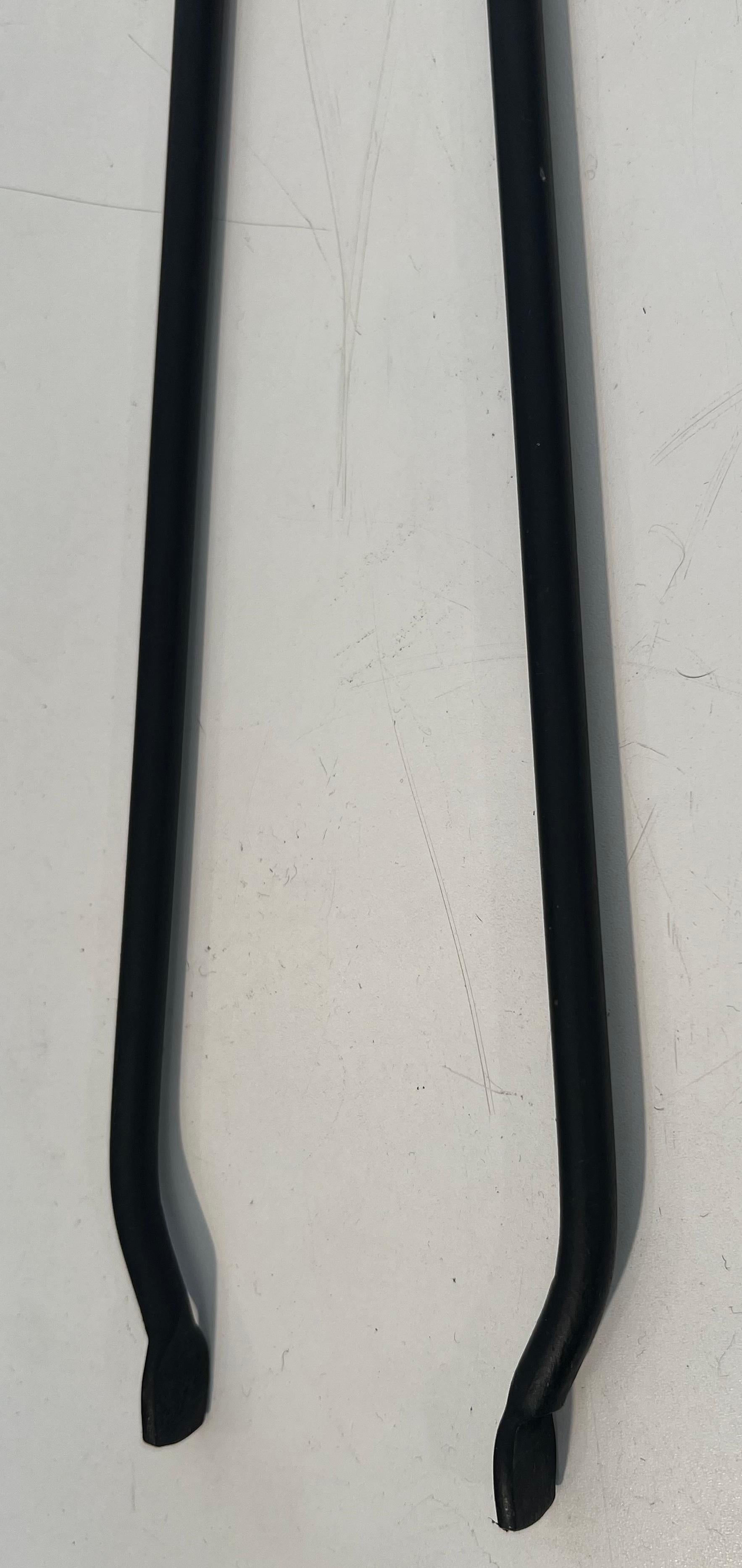 Black Lacquered and Brass Design Fireplace Tools on Stand For Sale 3