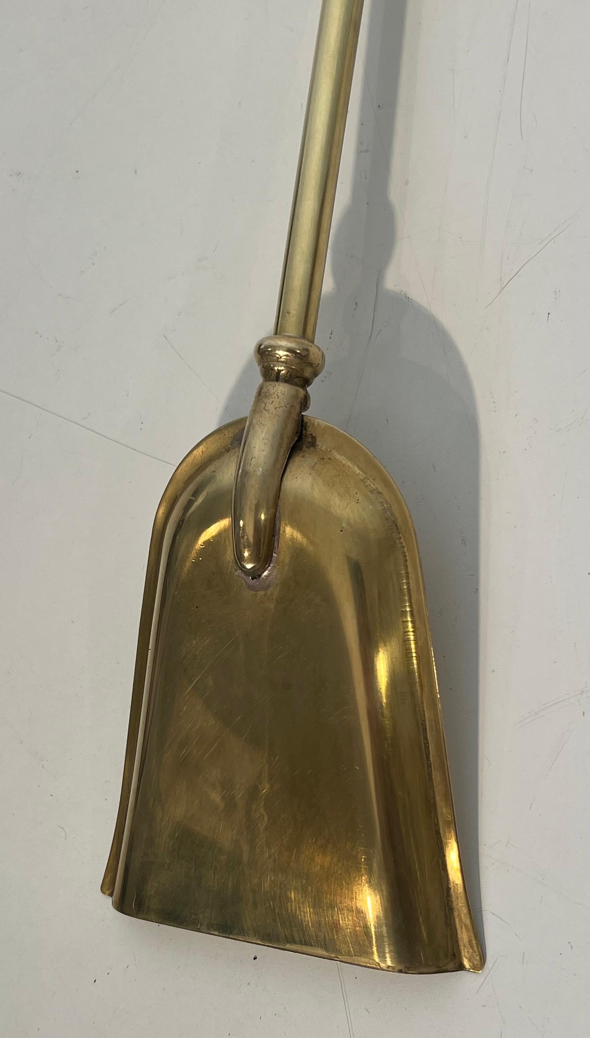 Black Lacquered and Brass Design Fireplace Tools on Stand For Sale 4
