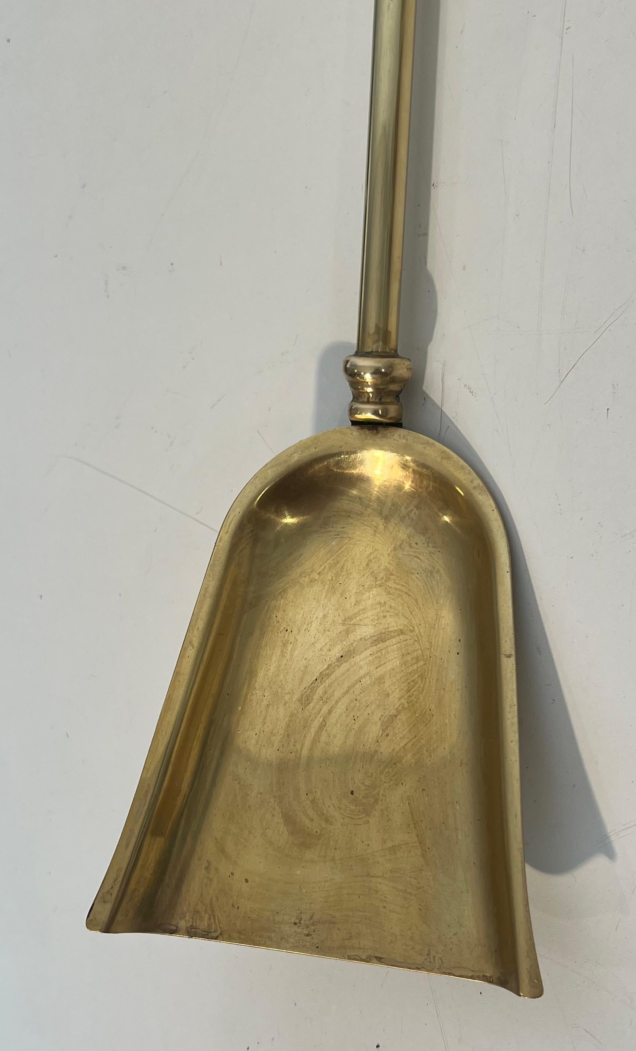 Black Lacquered and Brass Design Fireplace Tools on Stand For Sale 9