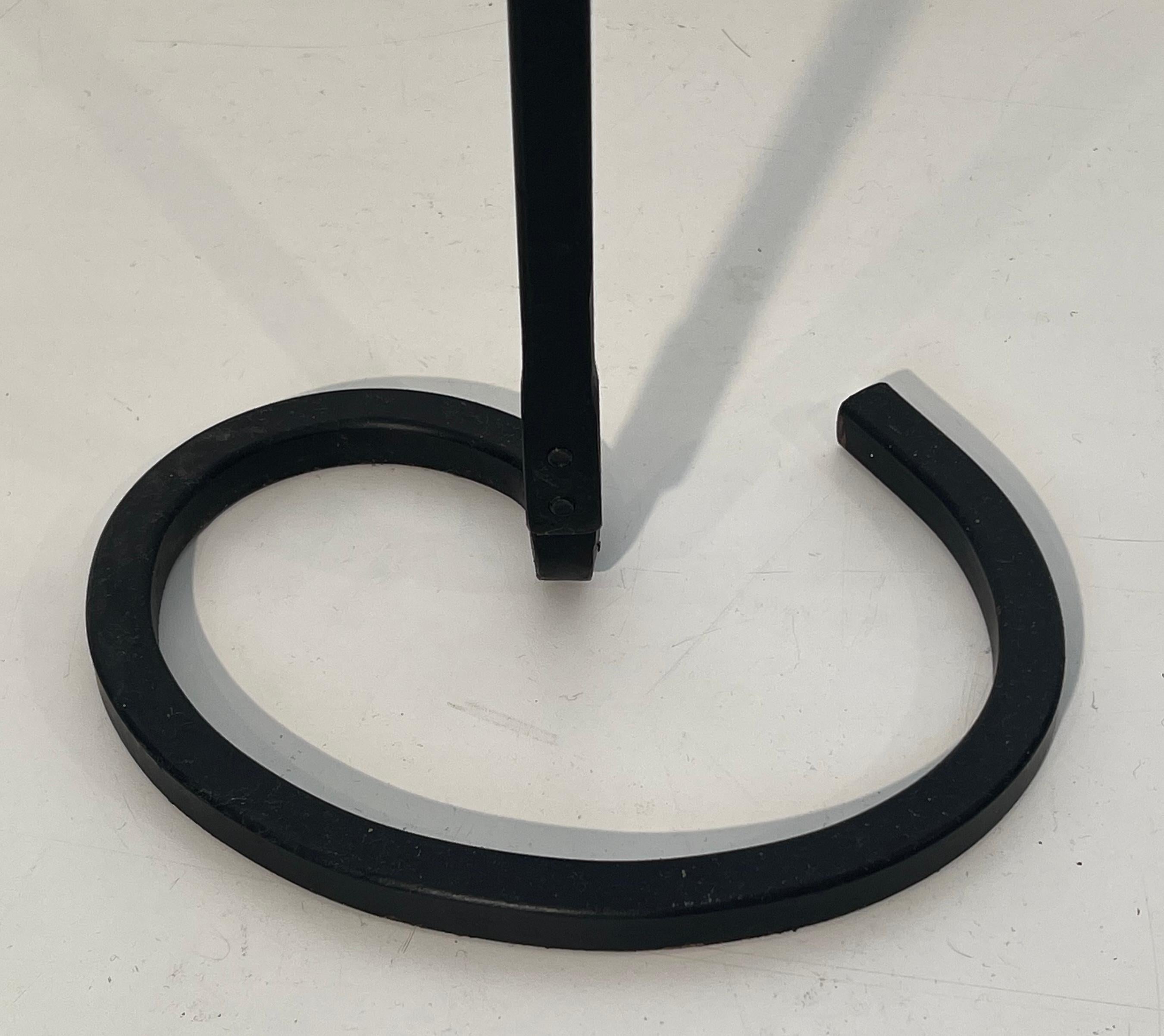 French Black Lacquered and Brass Design Fireplace Tools on Stand For Sale