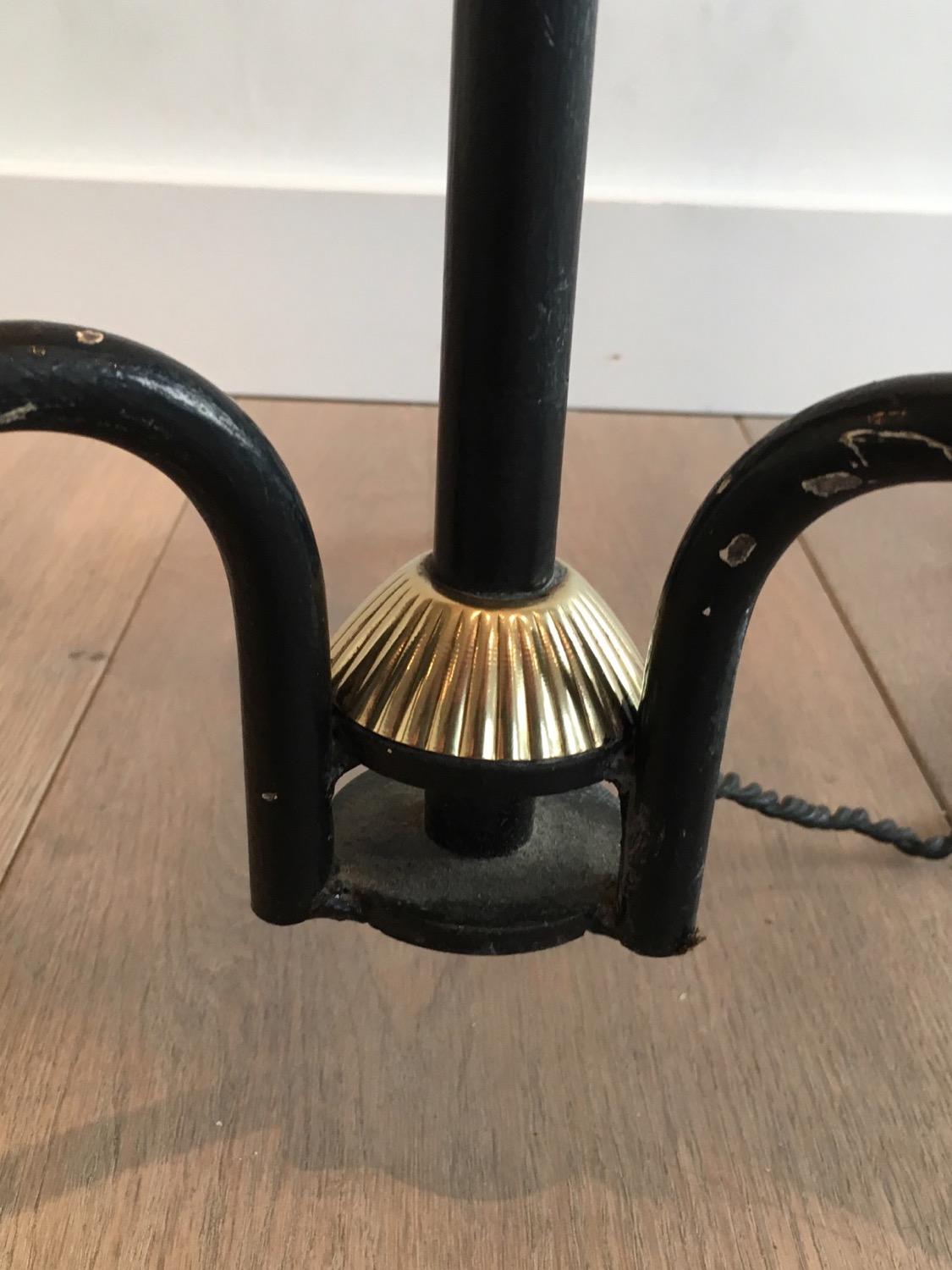 Black Lacquered and Brass Design Floor Lamp in the Style of Lunel For Sale 3