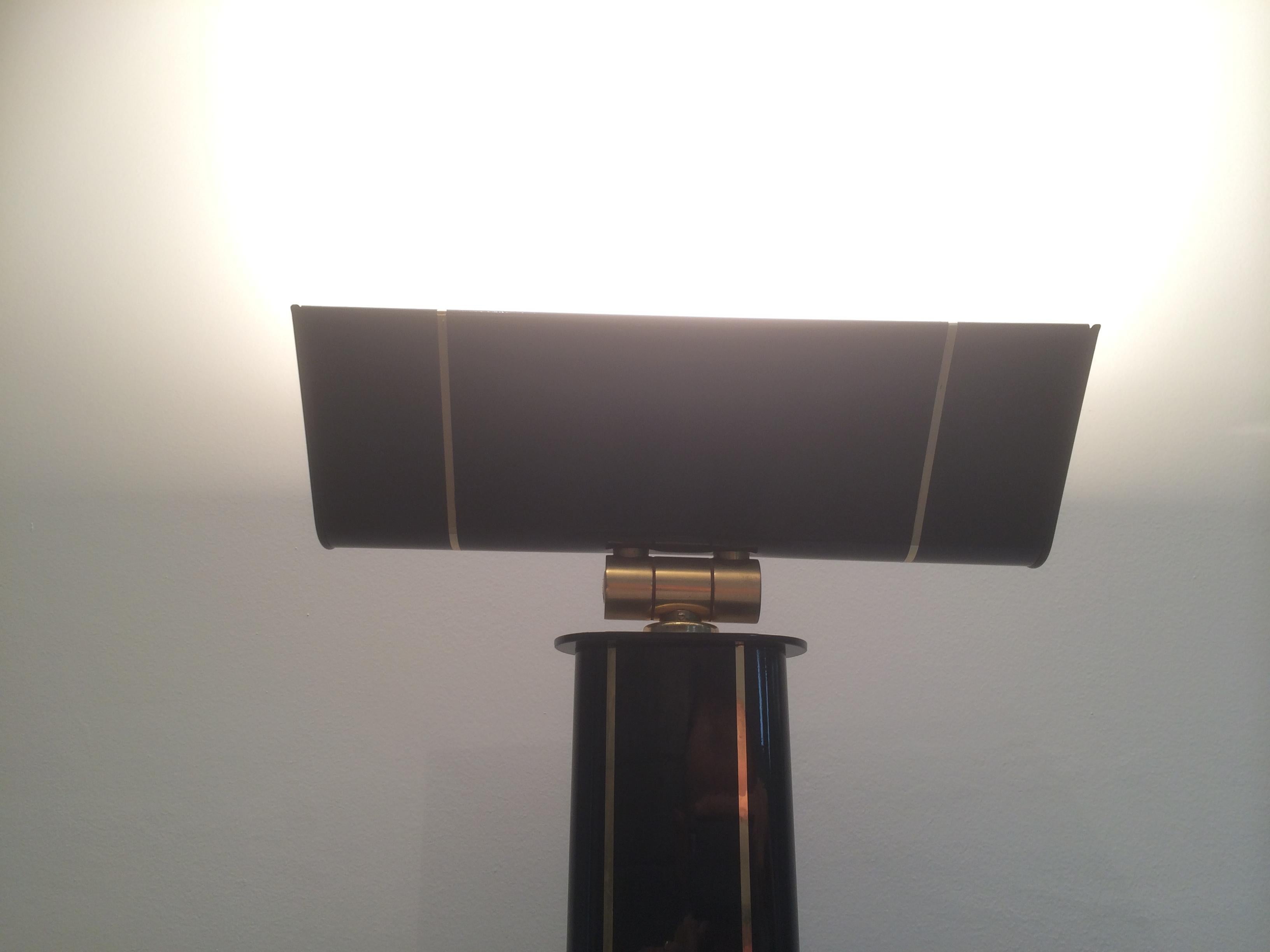 Black Lacquered and Brass Floor Lamp, French Work, Circa 1970 For Sale 3