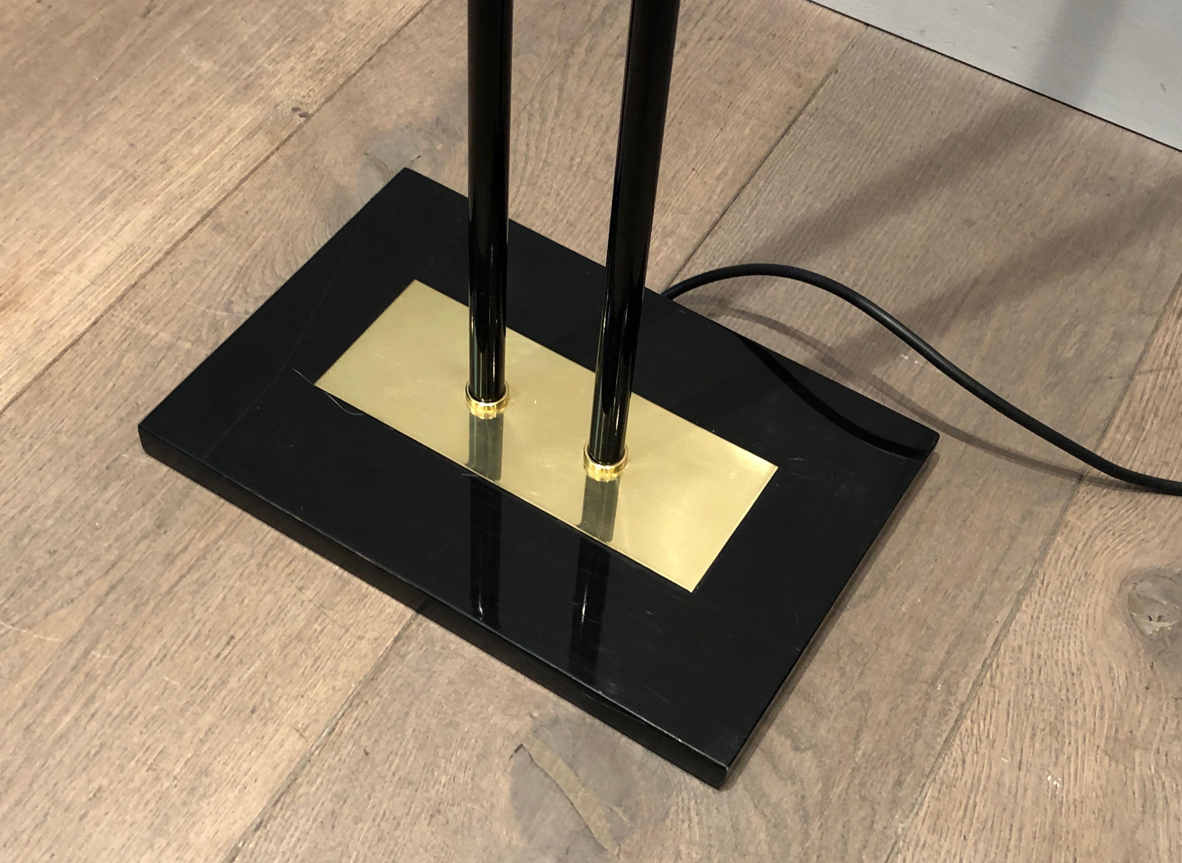 Black Lacquered and Brass Halogen Floor Lamp, French Work, circa 1970 For Sale 4